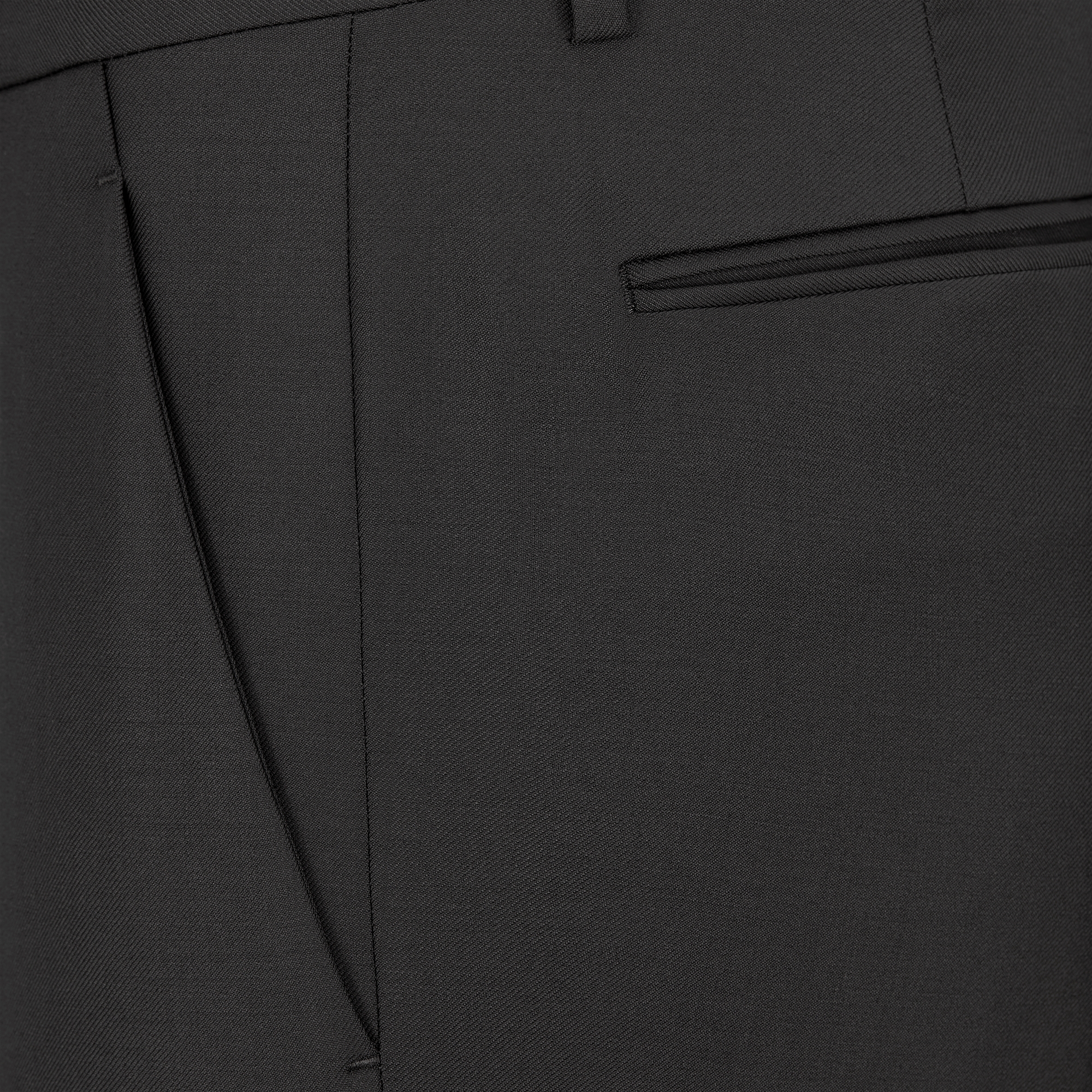 修身直筒长裤 黑色绵羊毛斜纹面料 E09