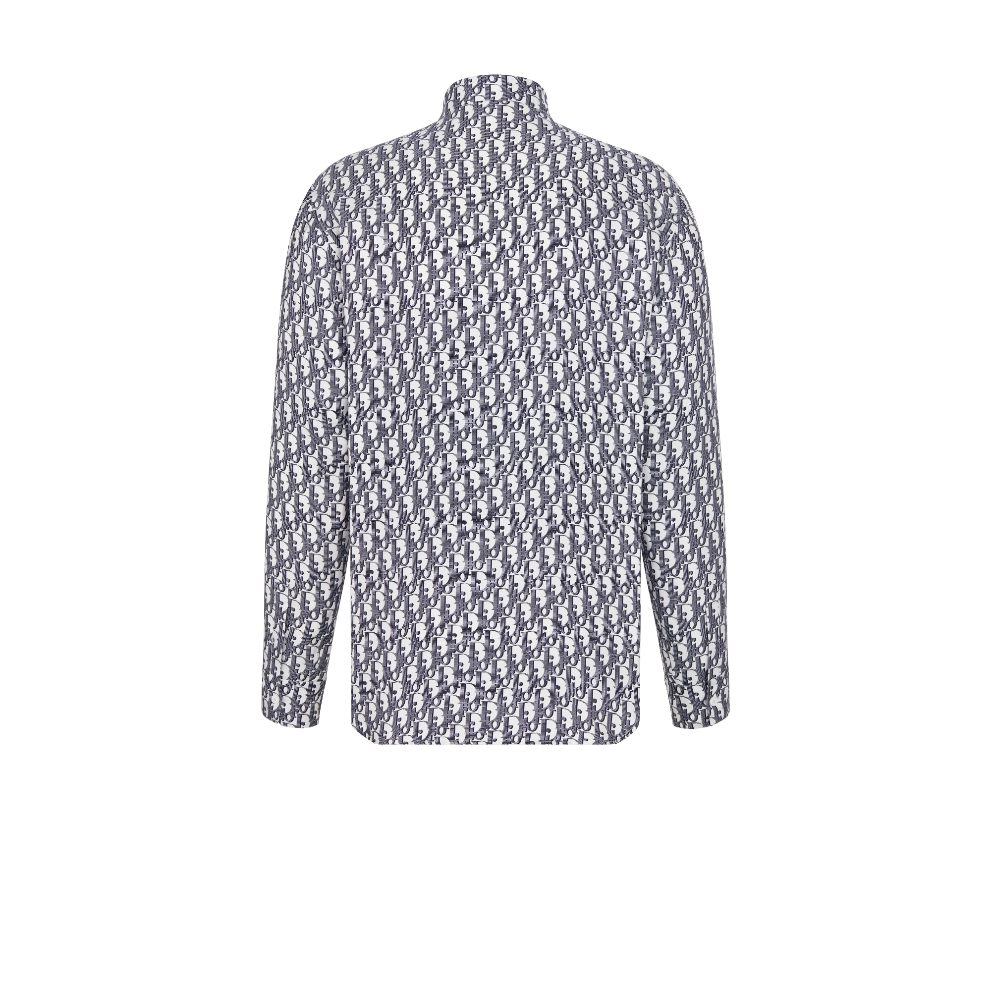 衬衫 白色和蓝色桑蚕丝斜纹面料 Oblique 印花 E08