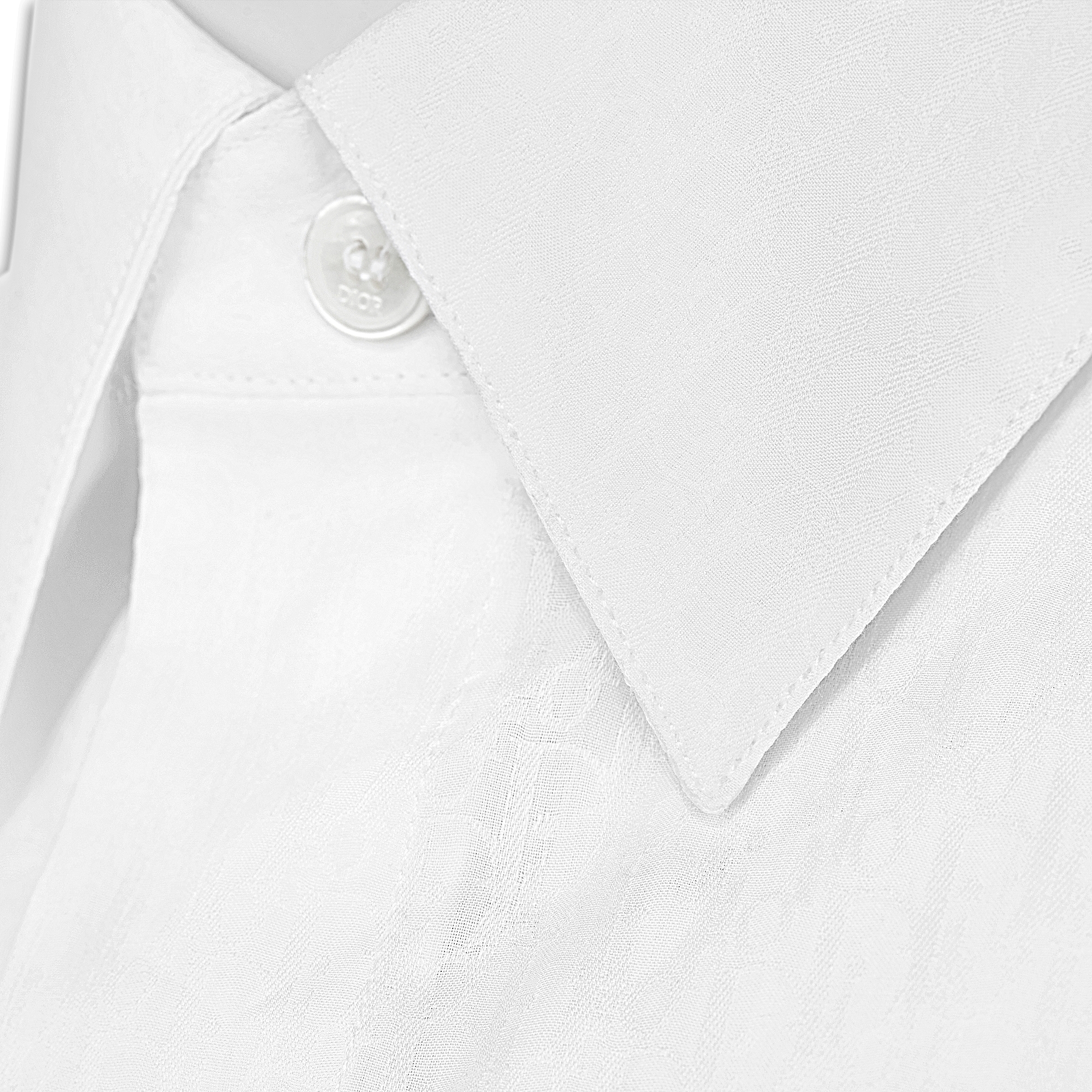 Oblique 印花短袖衬衫 白色棉质提花面料 E09