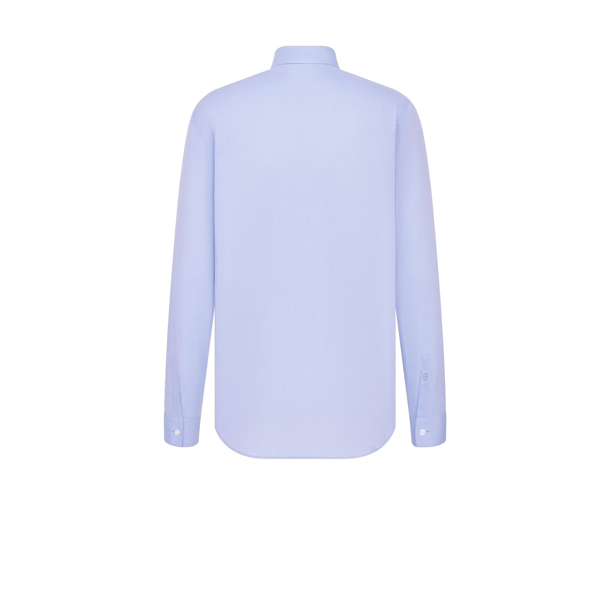 衬衫 蓝色棉府绸面料格纹图案搭配 CD 刺绣袖口 E08