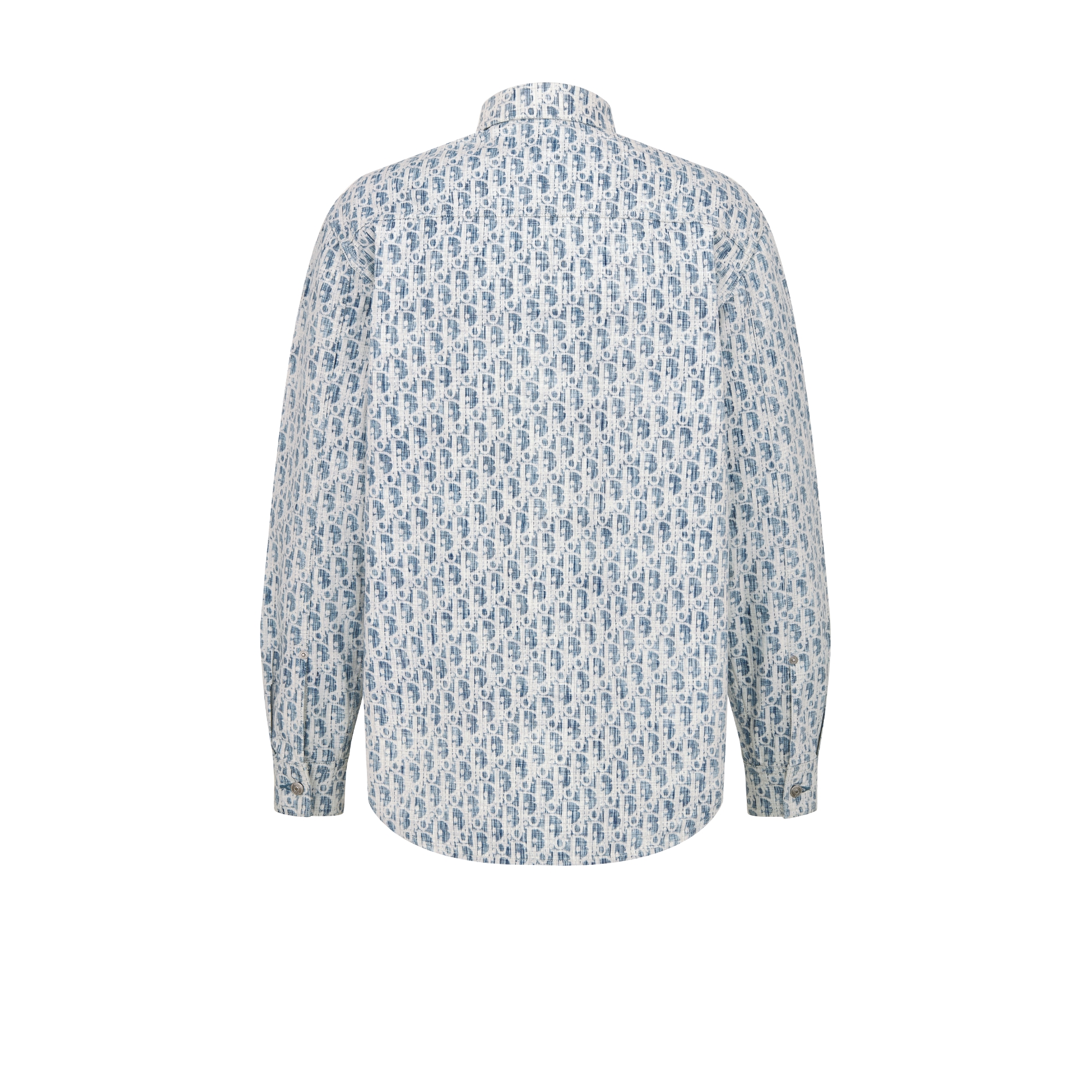 外套衬衫 蓝色和白色棉质牛仔布 Oblique Kasuri 印花 E08