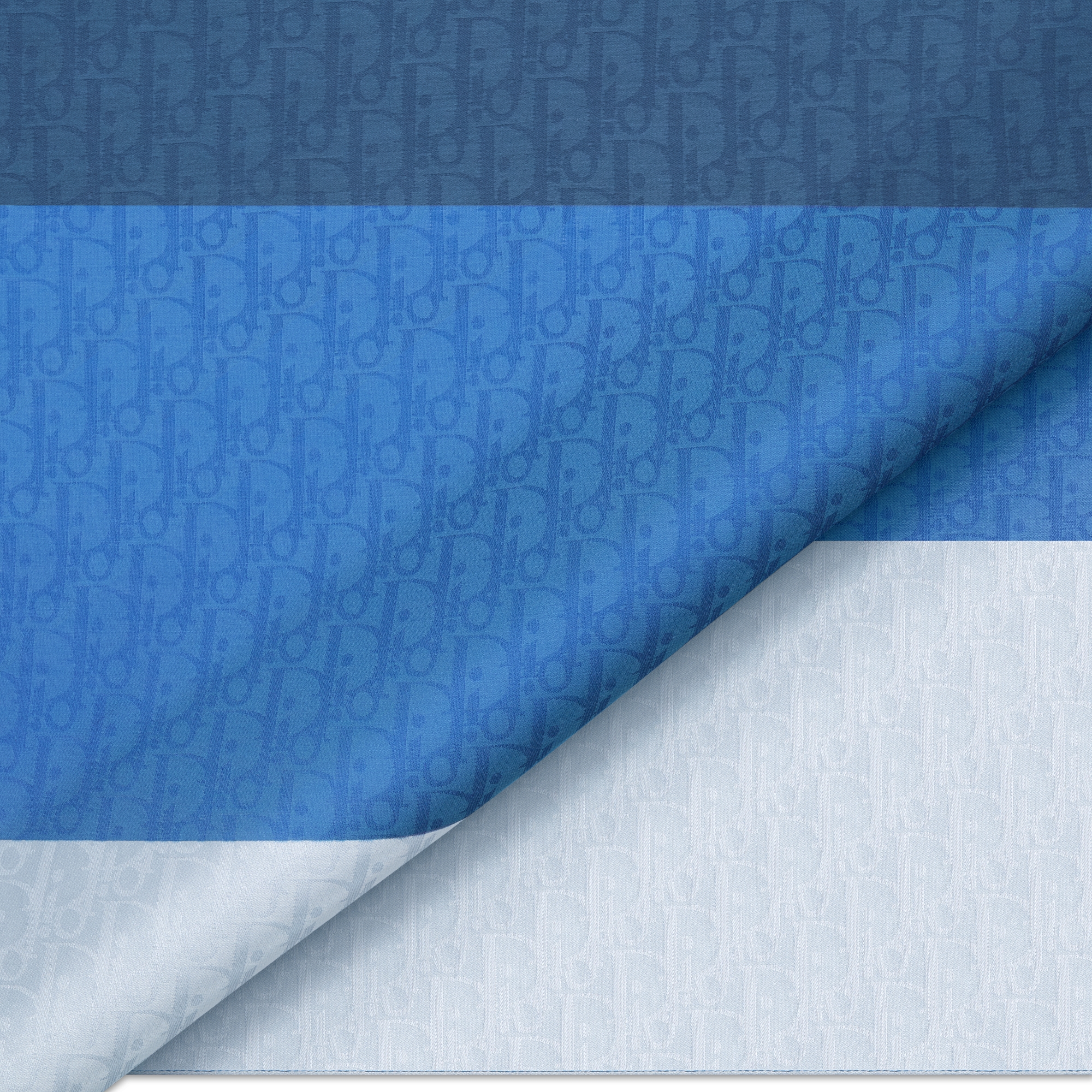 Dior 印花饰巾 蓝色色块棉质和桑蚕丝混纺面料 Oblique 印花 E09