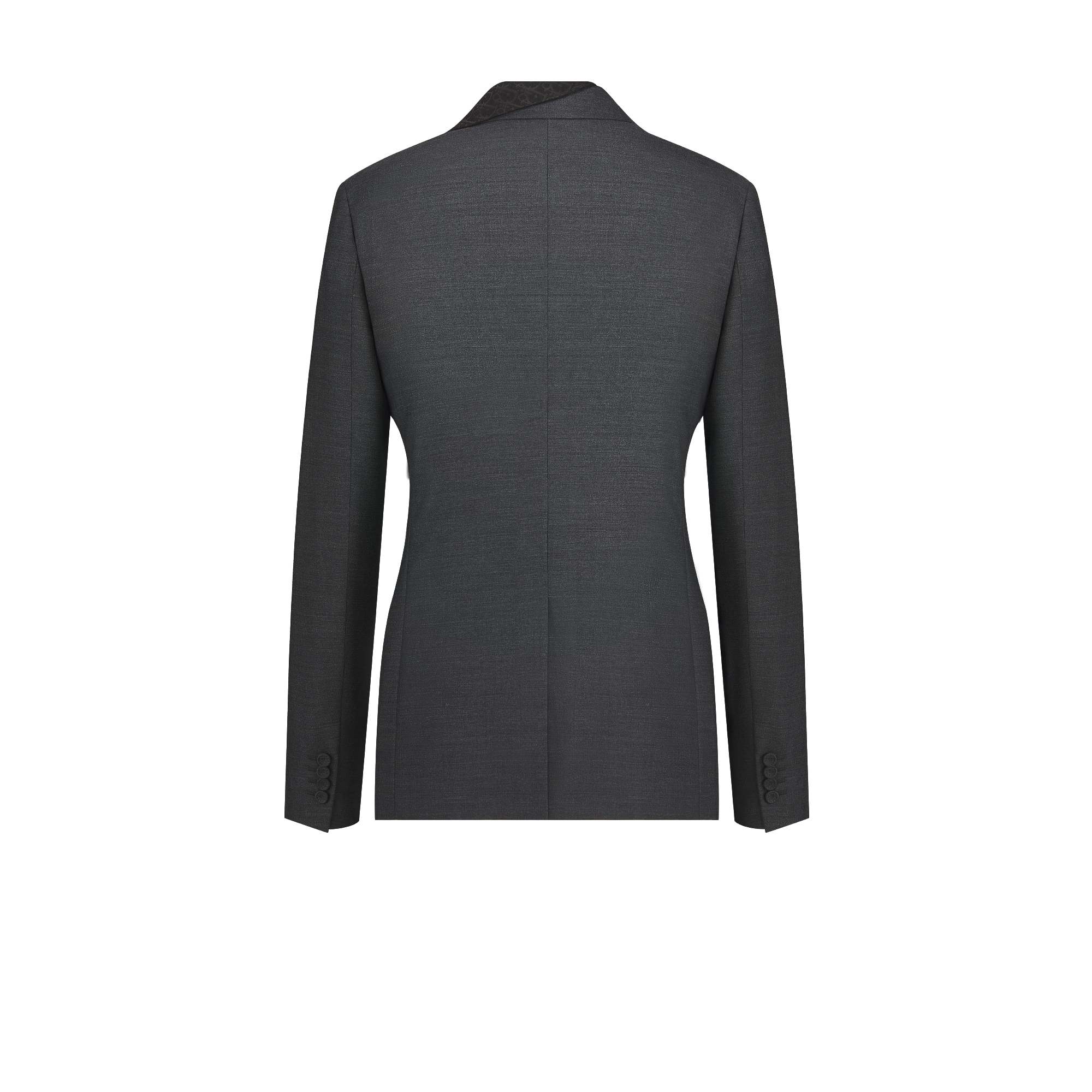 不对称青果领单西 灰色绵羊毛混纺斜纹布 E08