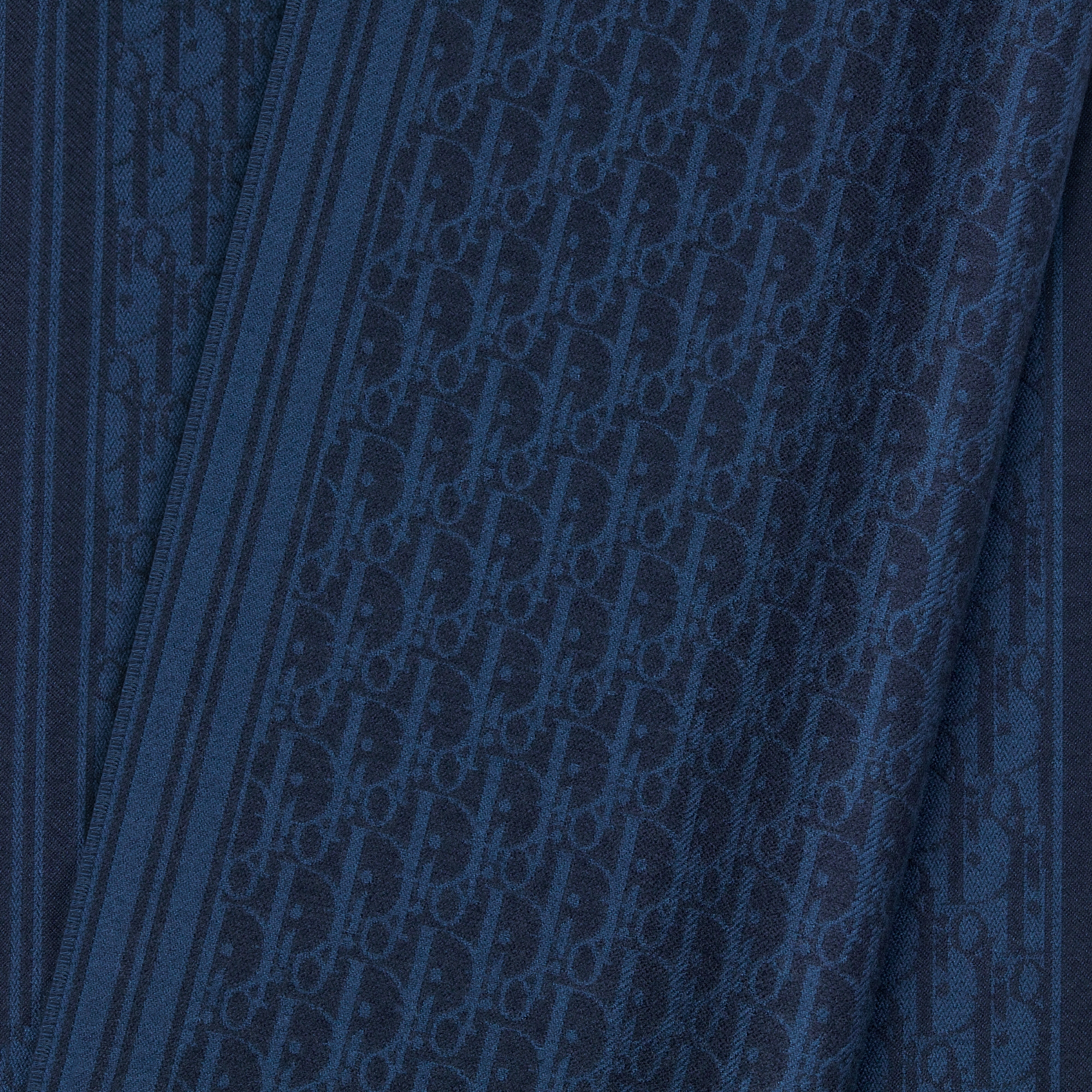 Dior 印花围巾 海军蓝色山羊绒 Oblique 印花 E09