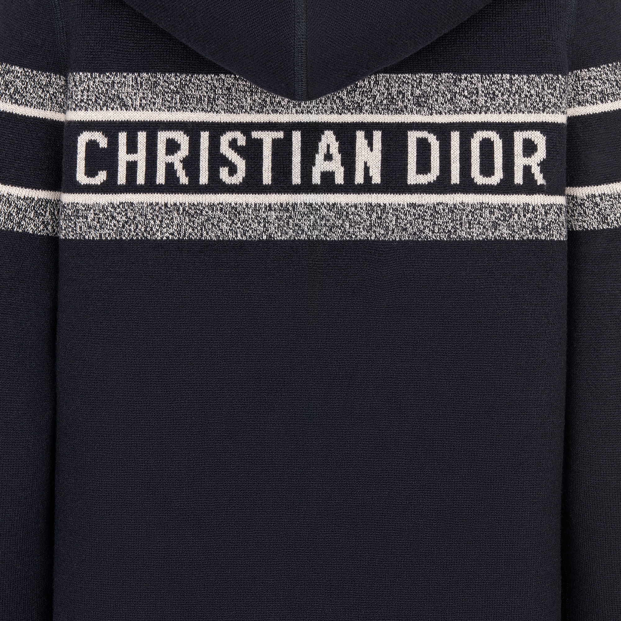 双面连帽拉链开衫 蓝色山羊绒混纺针织面料 Oblique 印花 E09