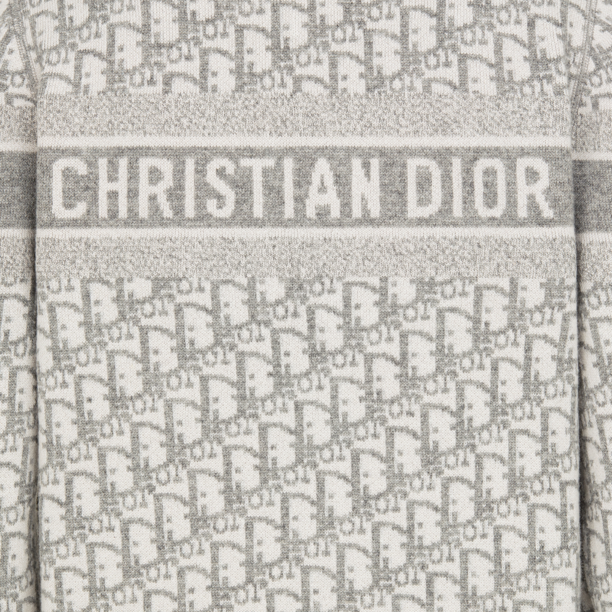 双面连帽拉链开衫 灰色山羊绒混纺针织面料 Oblique 印花 E12