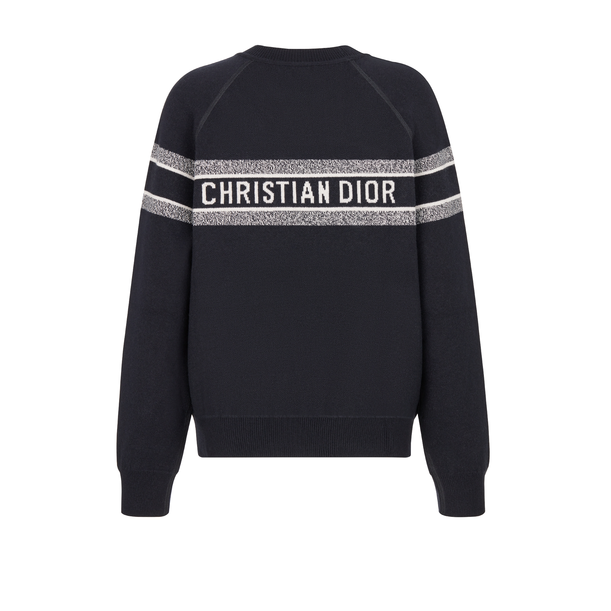 双面圆领毛衫 蓝色双面山羊绒混纺科技面料 Oblique 印花 E08