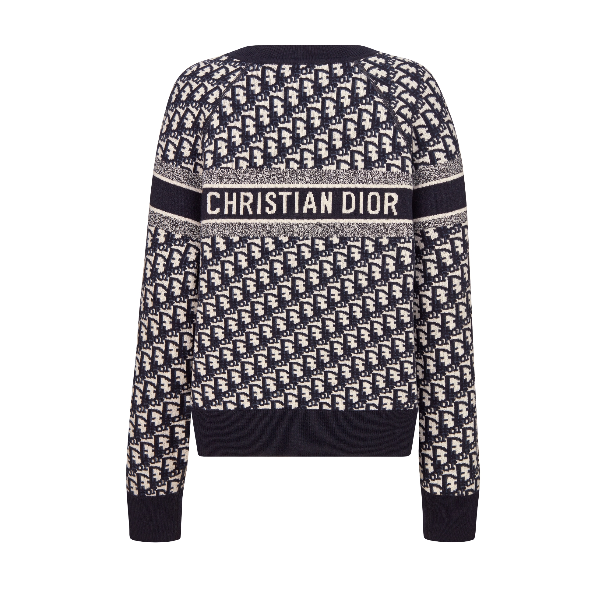 双面圆领毛衫 蓝色双面山羊绒混纺科技面料 Oblique 印花 E11