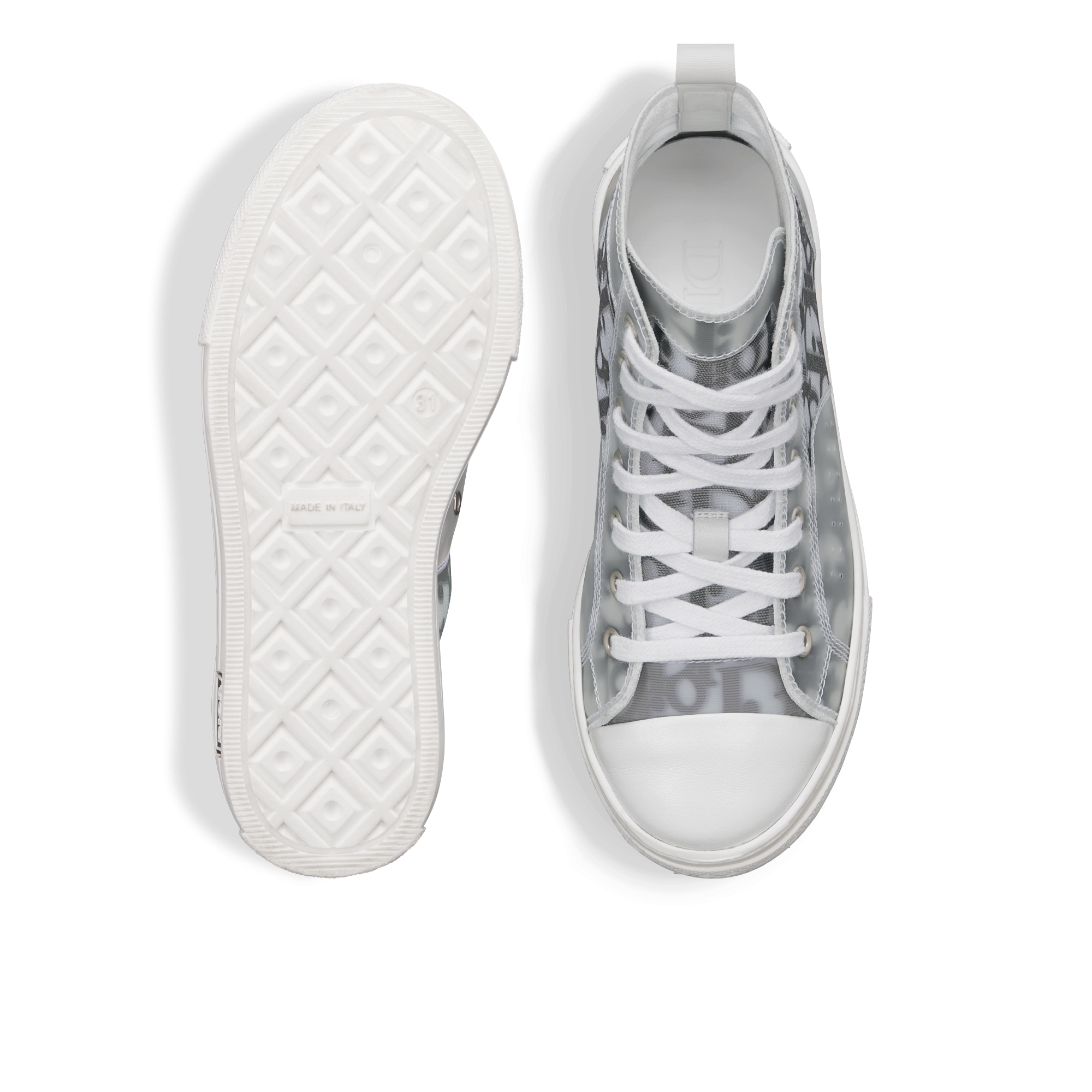 儿童 B23 League 高帮运动鞋 白色和黑色科技帆布面料 Oblique 印花 E10