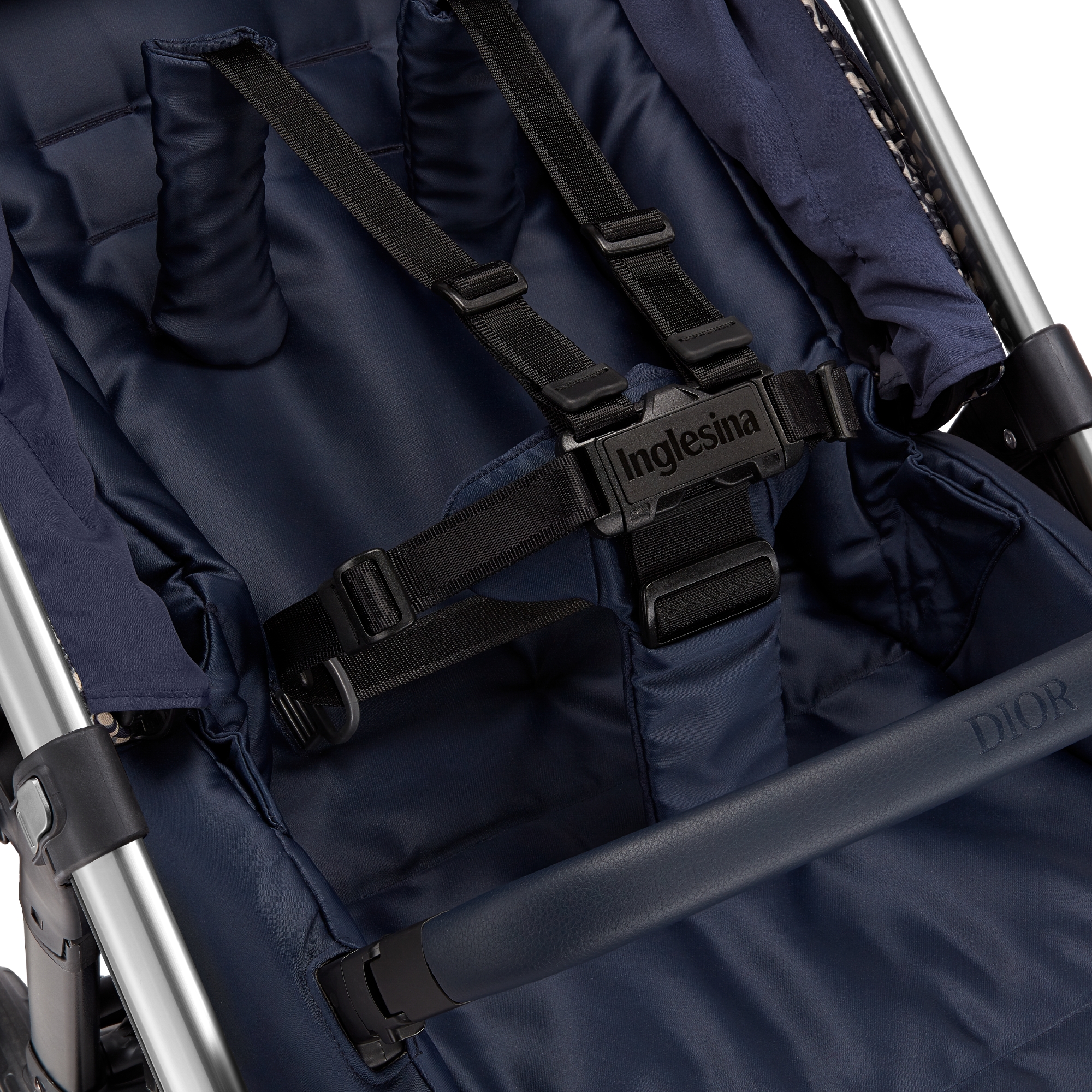 摇篮和婴儿车组合 蓝色和米色防水效果面料 Oblique 印花 E12