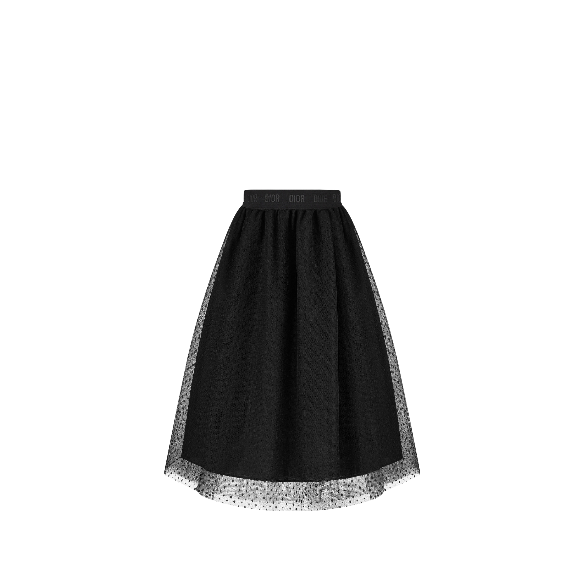 儿童长款半身裙 黑色小花薄洋纱 E08