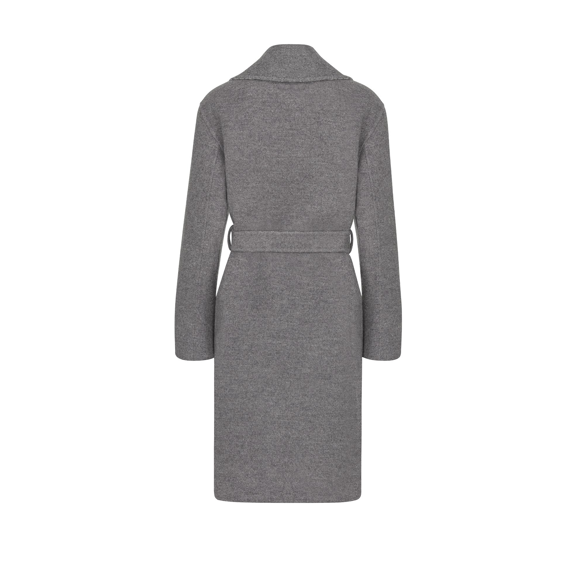 大衣 灰色双面绵羊毛和桑蚕丝混纺面料搭配腰带 E08