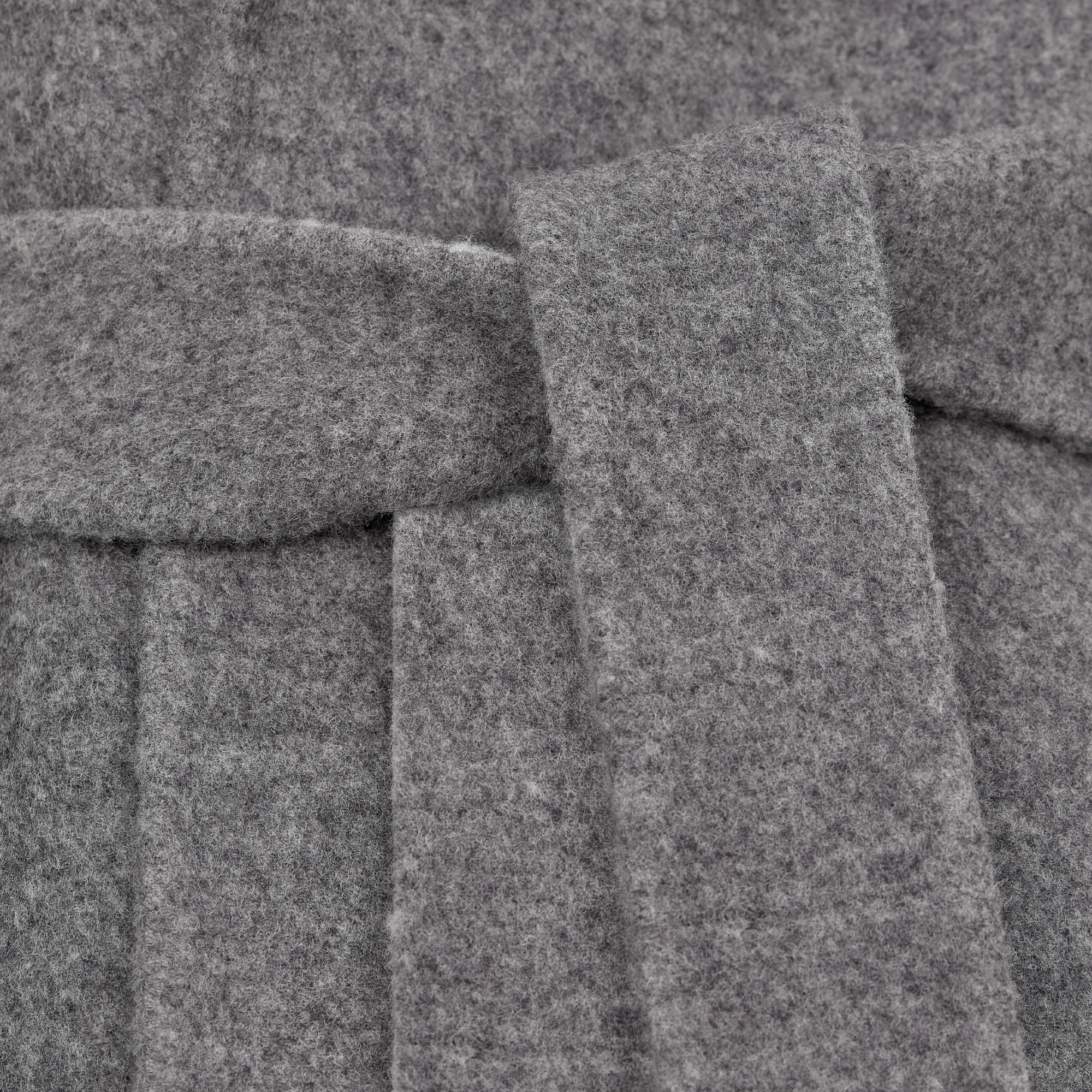 大衣 灰色双面绵羊毛和桑蚕丝混纺面料搭配腰带 E09