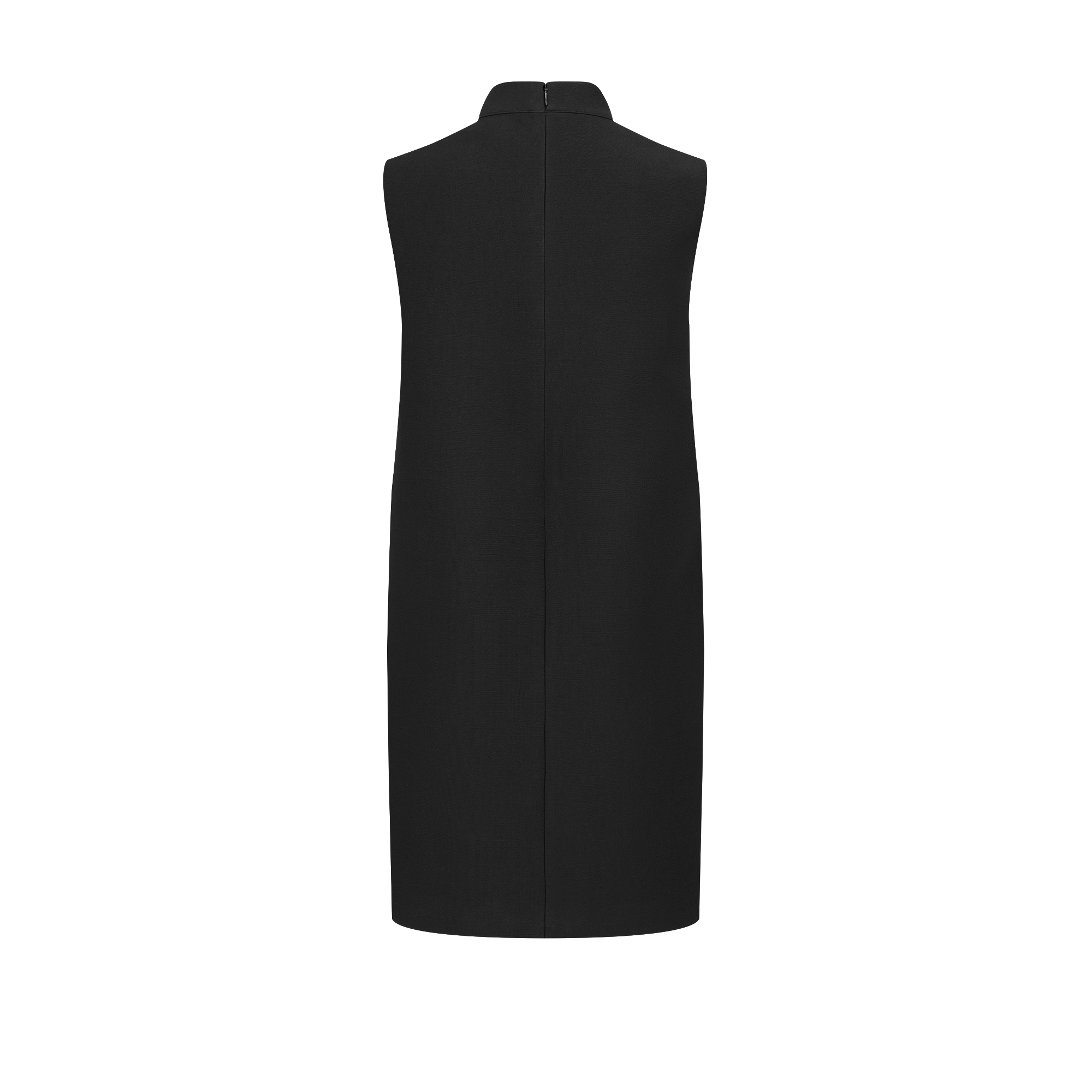 短款连衣裙 黑色绵羊毛和桑蚕丝混纺面料 CD 纽扣 E08