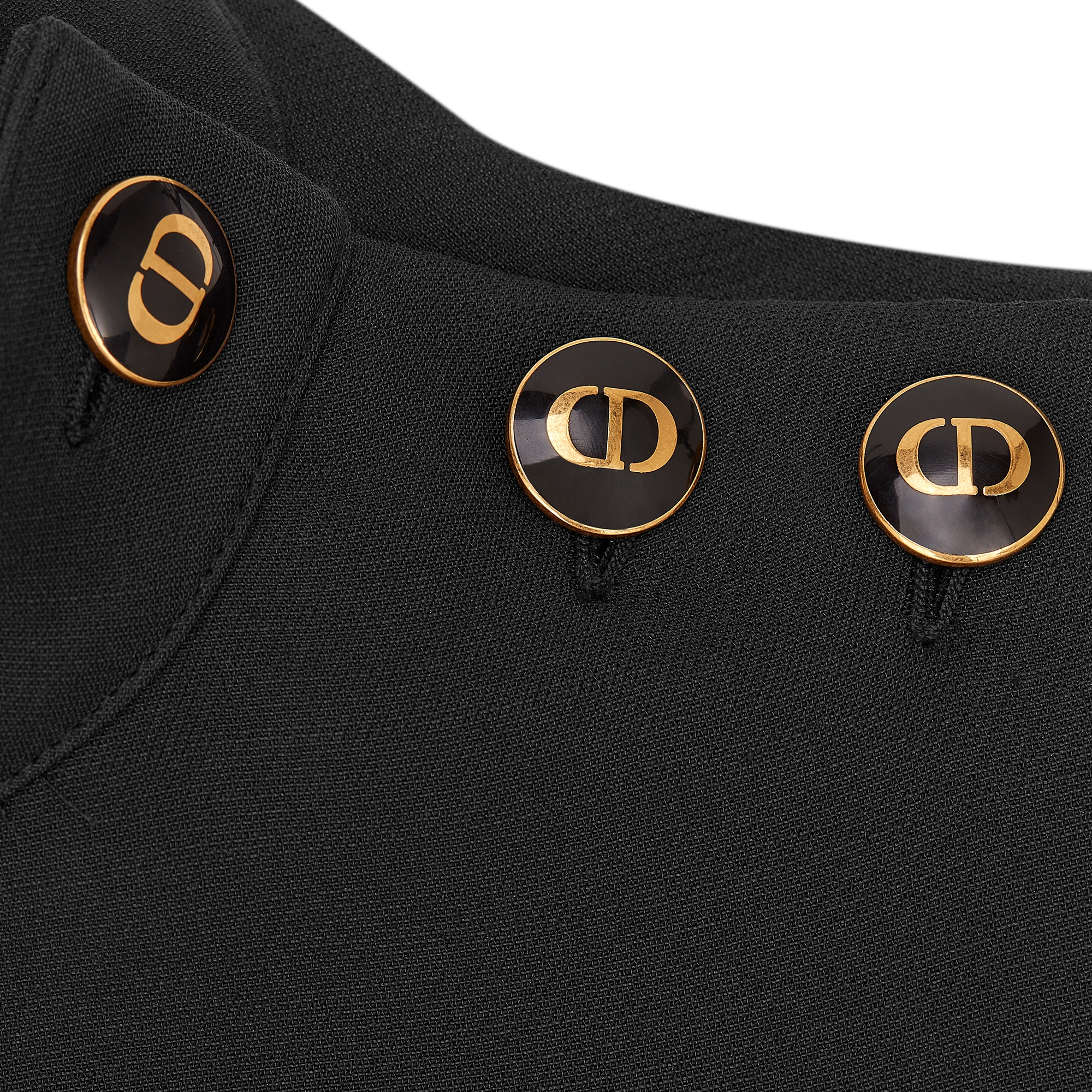 短款连衣裙 黑色绵羊毛和桑蚕丝混纺面料 CD 纽扣 E09