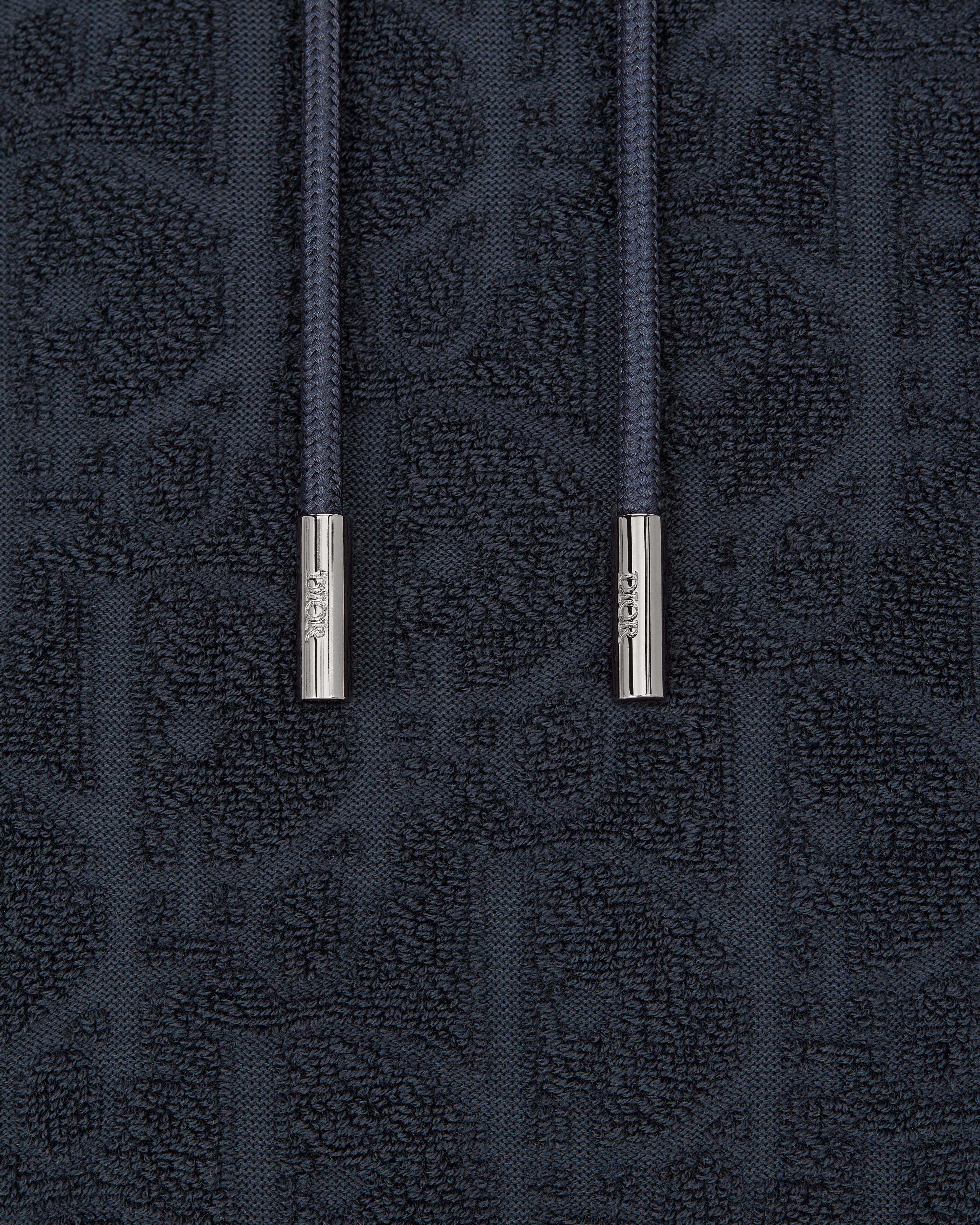 宽松版型连帽运动衫 海军蓝色棉质起绒面料 Oblique 印花 E09