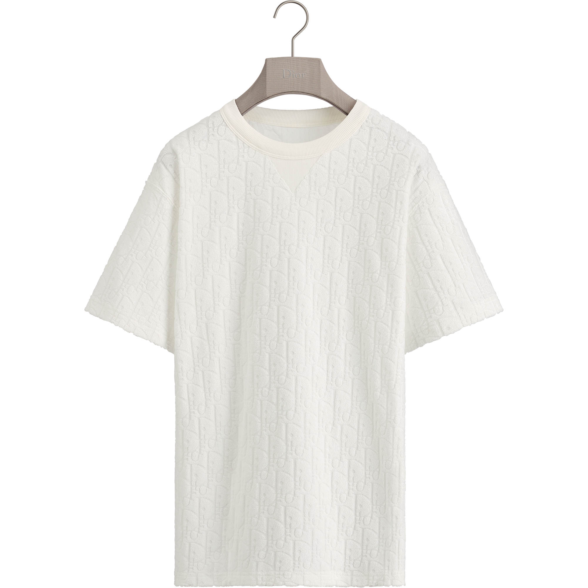  灰白色棉质毛圈面料 Oblique 印花