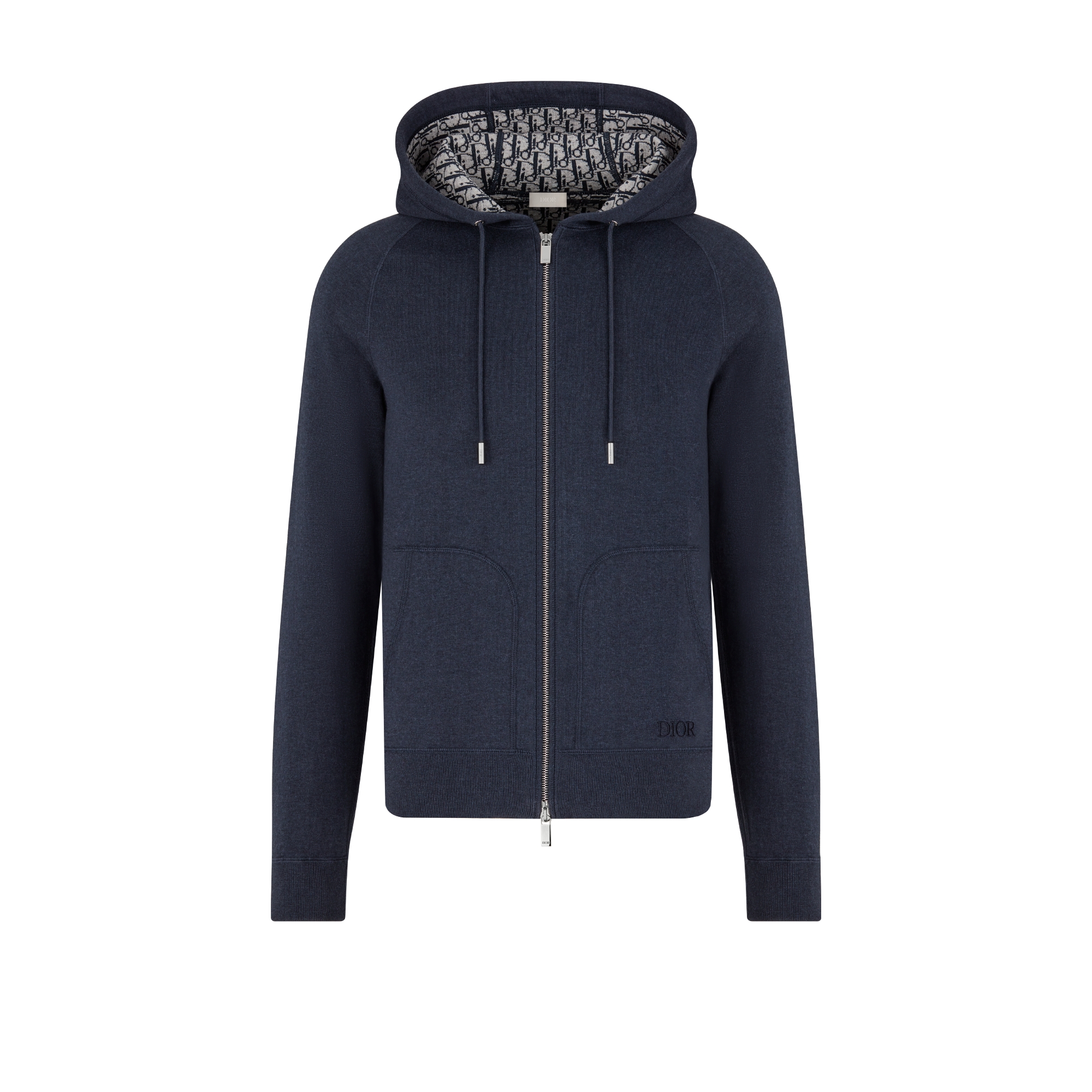 连帽运动夹克 海军蓝色棉质混纺针织面料 E01