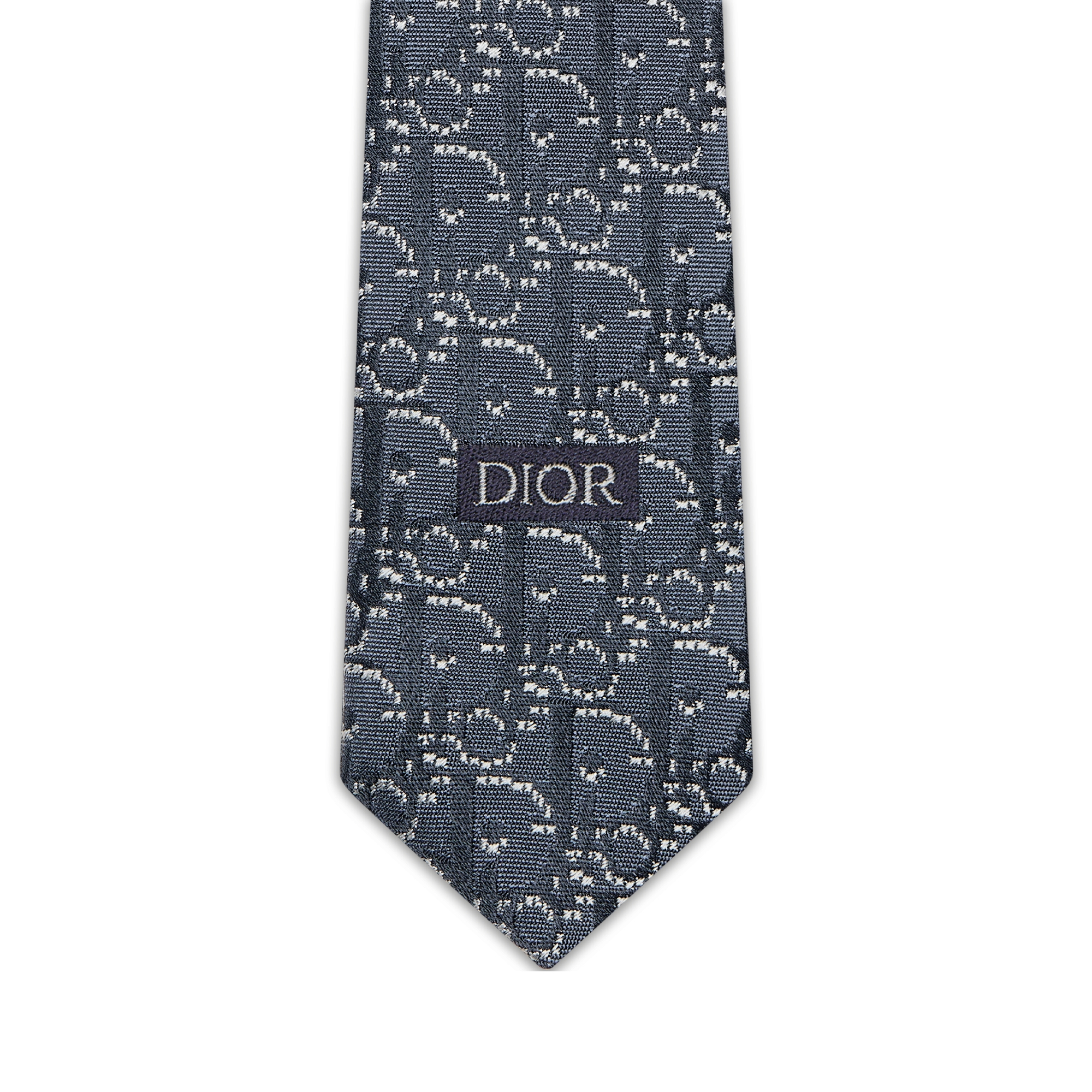 Dior 印花领带 蓝色、海军蓝色和白色桑蚕丝面料 Oblique Pixel 印花 E09