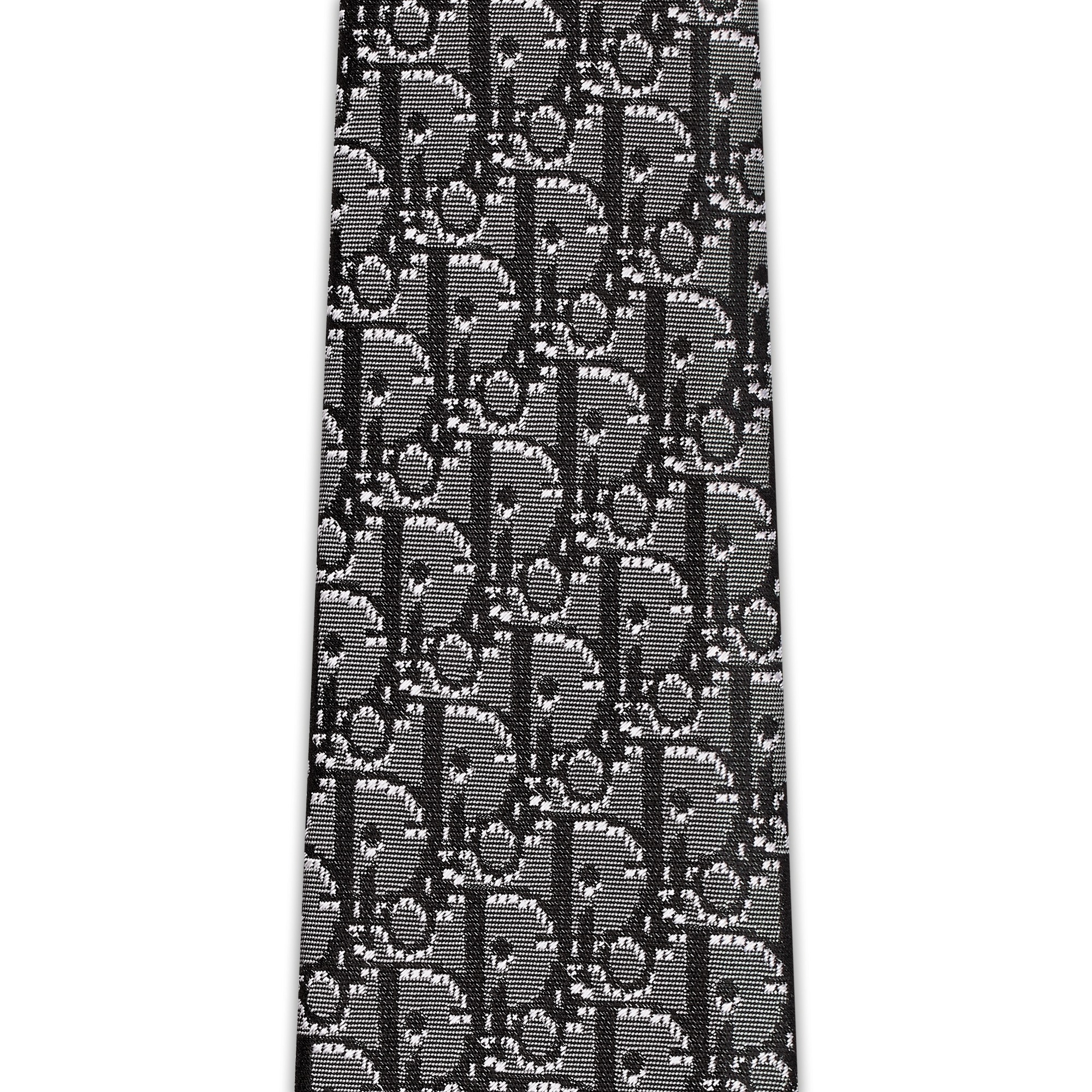 Dior 印花领带 灰色、黑色和白色桑蚕丝面料 Oblique Pixel 印花 E10