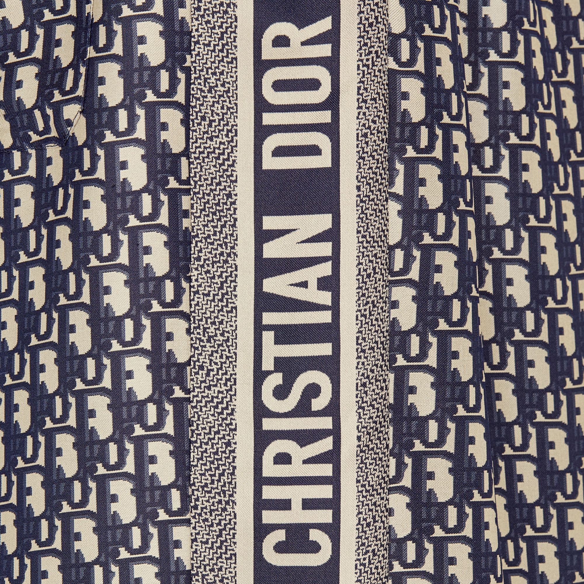 Dior Chez Moi 长裤 蓝色桑蚕丝斜纹面料 Oblique 印花 E09