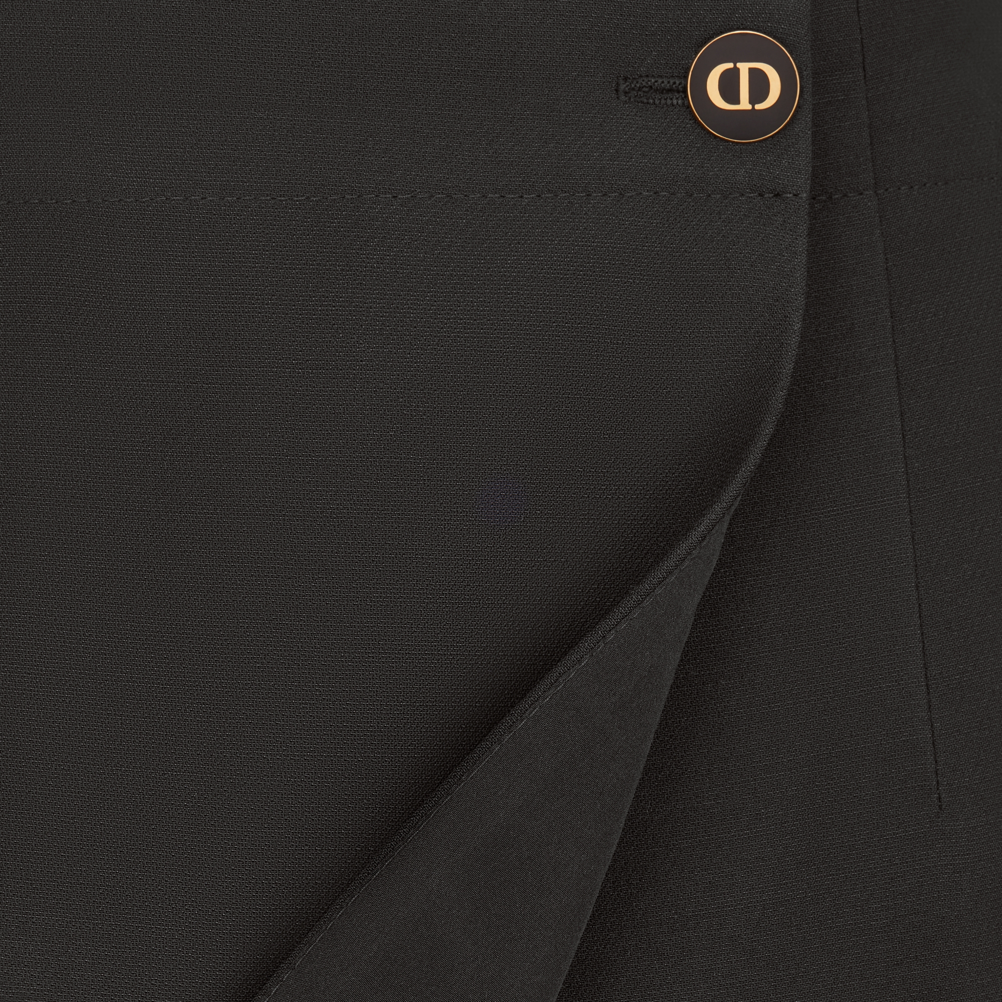 裙裤 黑色绵羊毛混纺面料搭配 CD 纽扣 E09