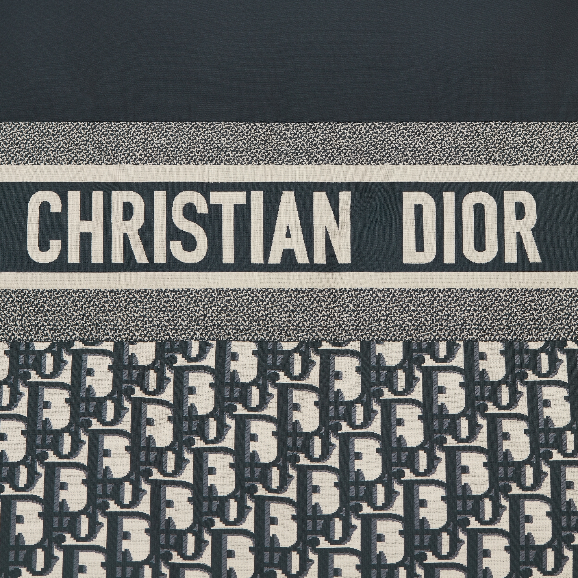 双面短款夹克 蓝色和米白色绗缝塔夫绸科技面料 Oblique 印花 E09