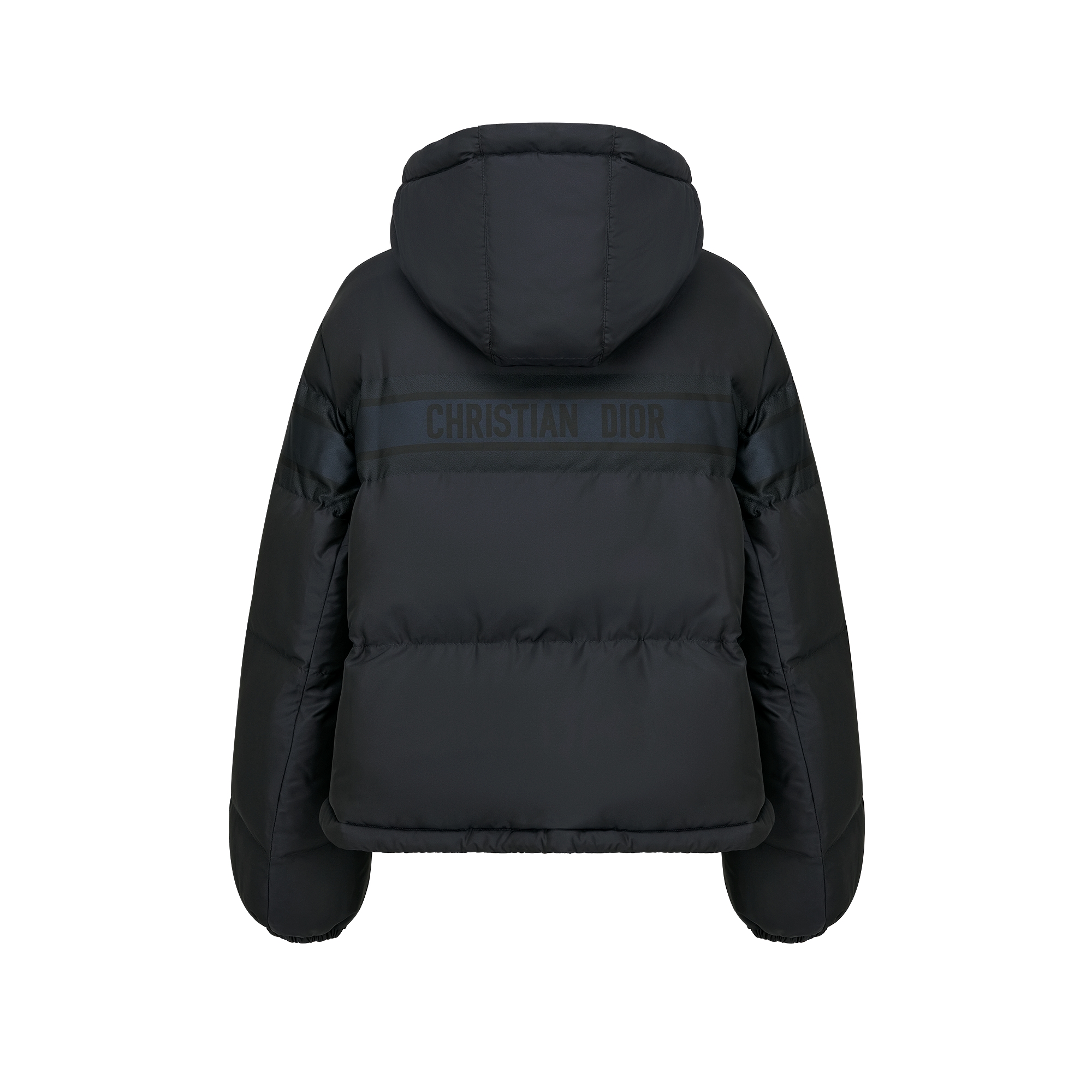 双面短款夹克 蓝色和米白色绗缝塔夫绸科技面料 Oblique 印花 E11