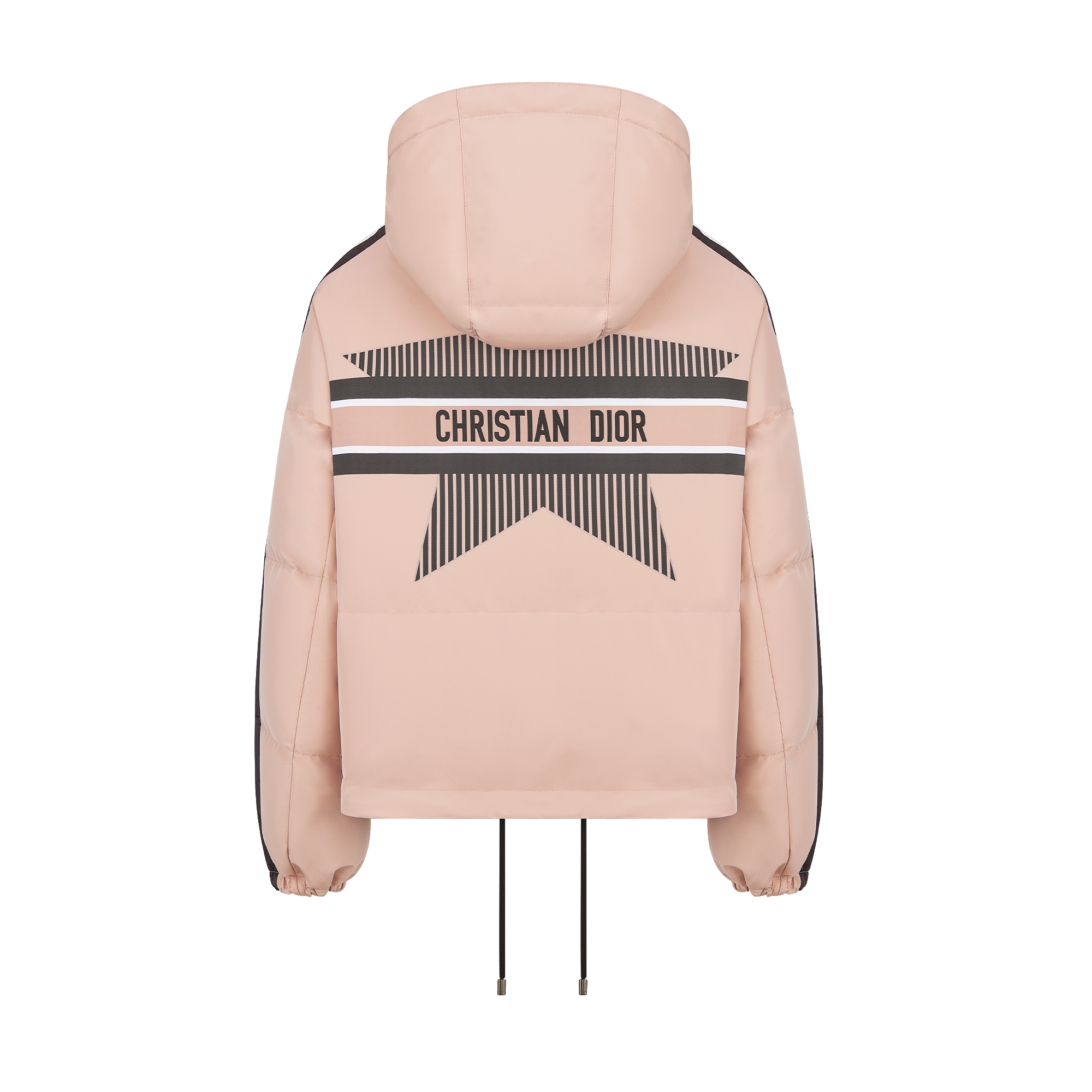 DiorAlps 连帽短款夹克 粉色绗缝科技面料黑色 Dior Star 图案 E08