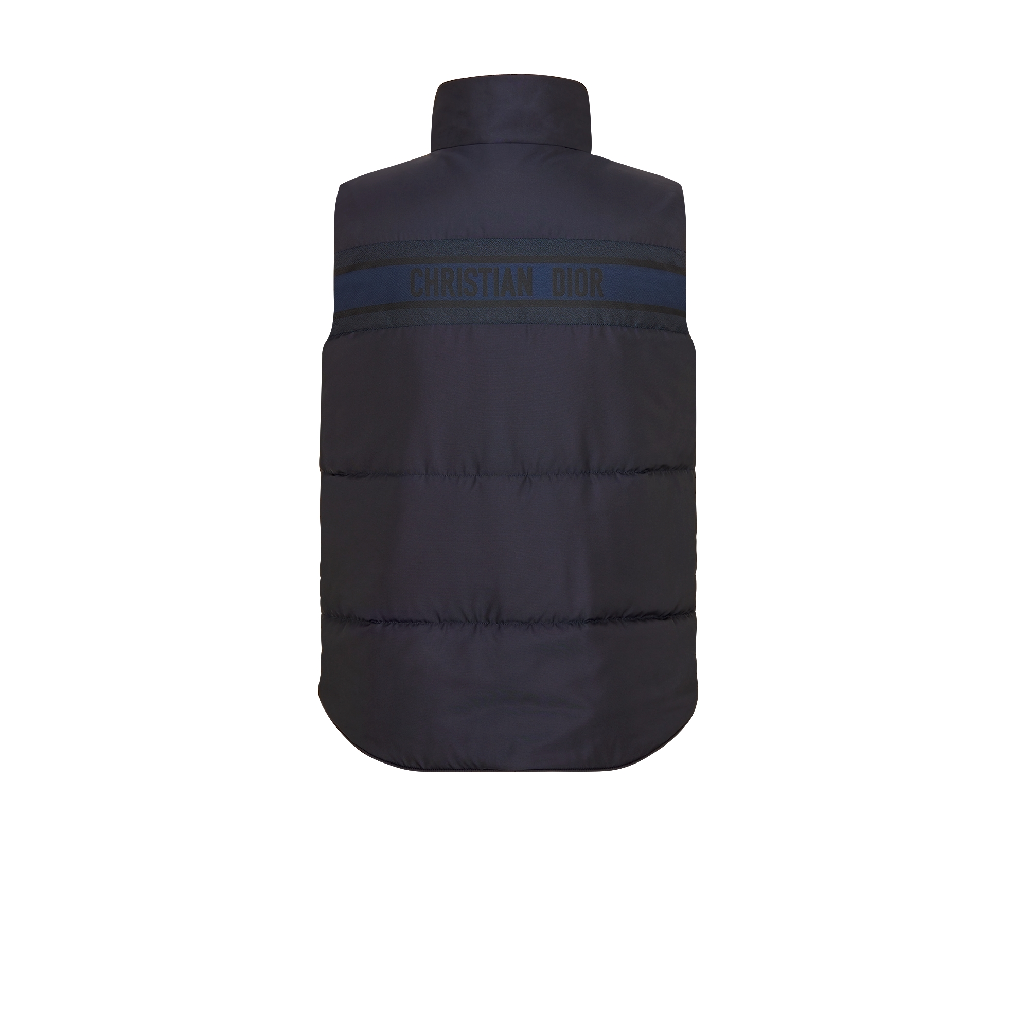 双面背心 蓝色和米白色绗缝塔夫绸科技面料 Oblique 印花 E11