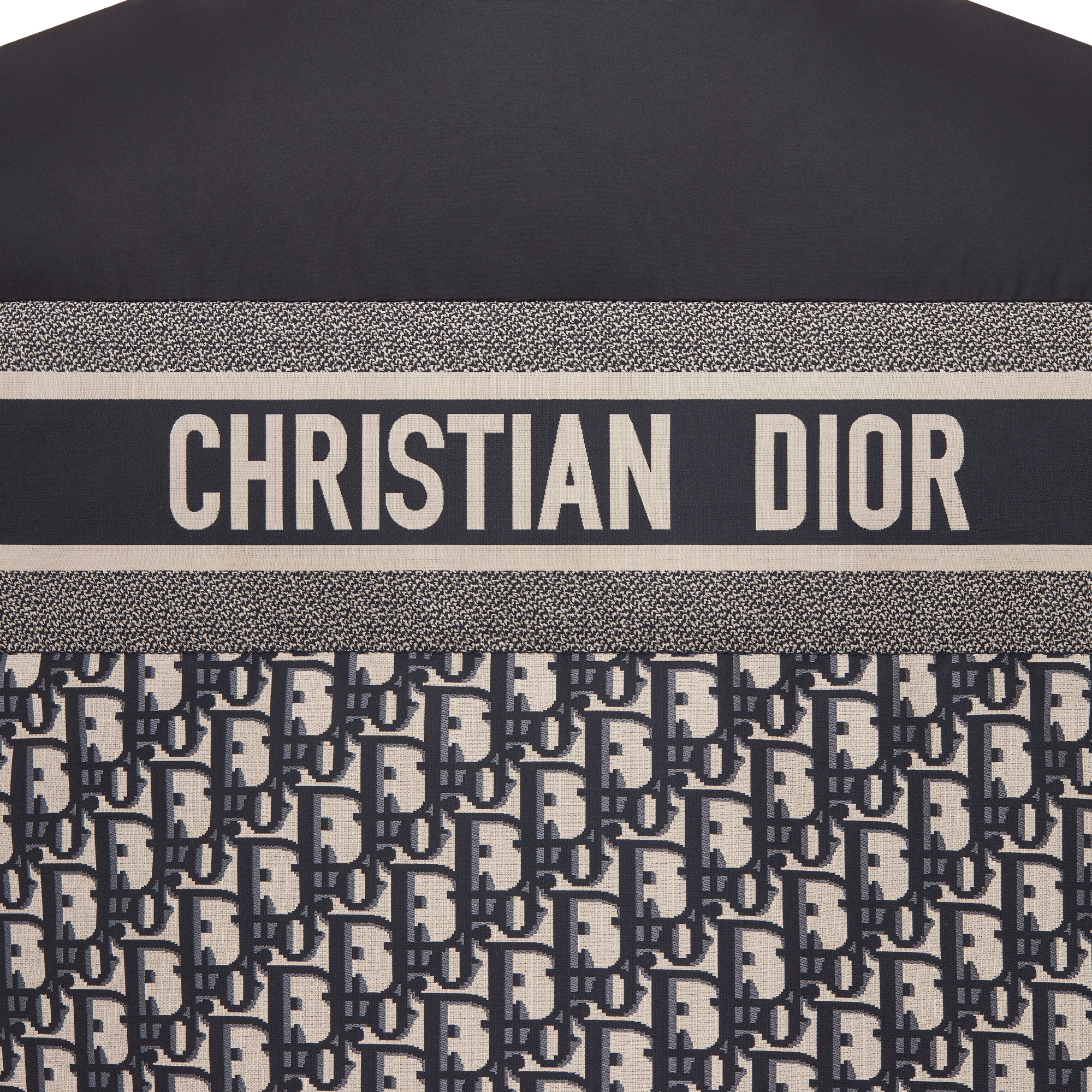 双面背心 蓝色和米白色绗缝塔夫绸科技面料 Oblique 印花 E12