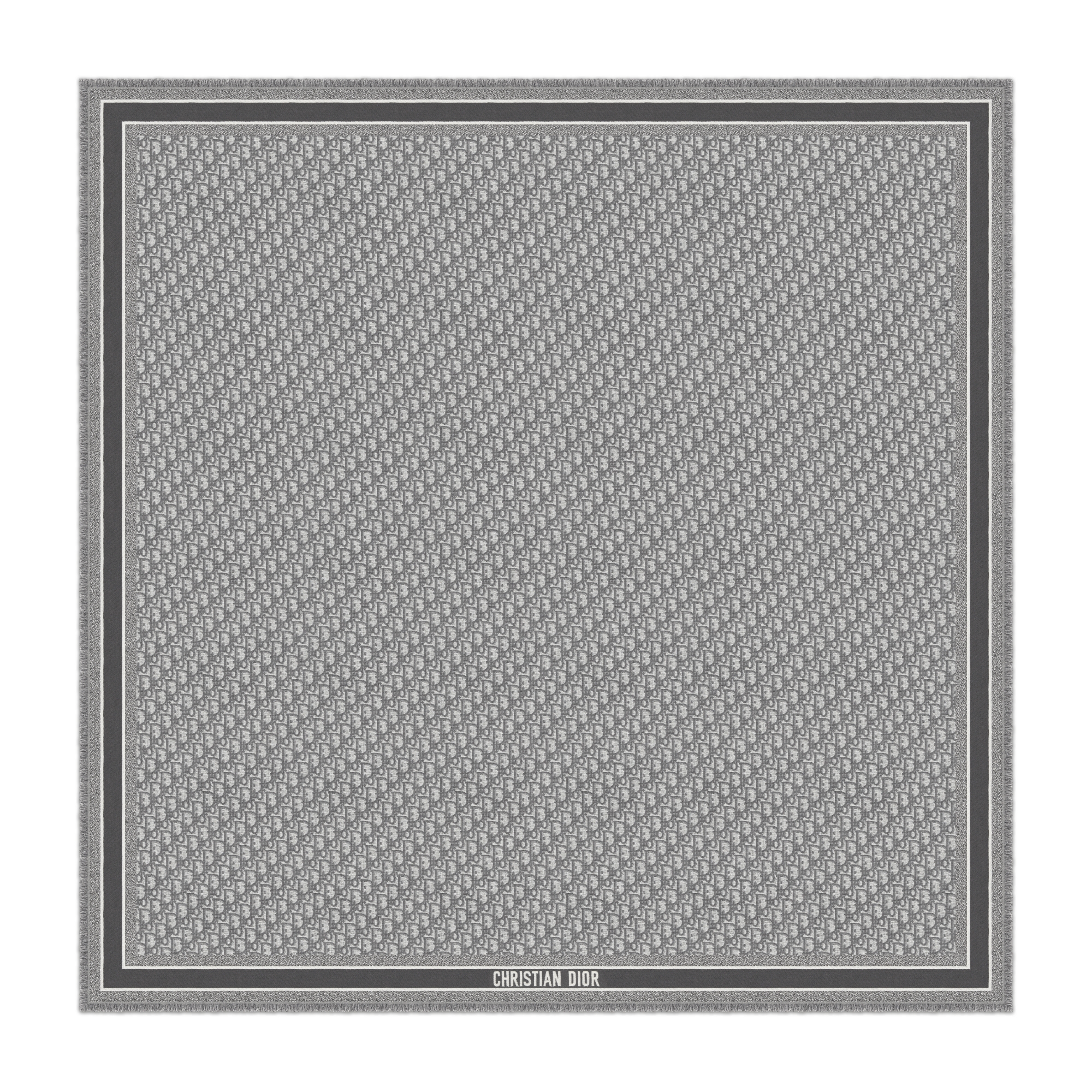 Dior 印花披肩 灰色绵羊毛和桑蚕丝混纺面料 Oblique 印花 E01