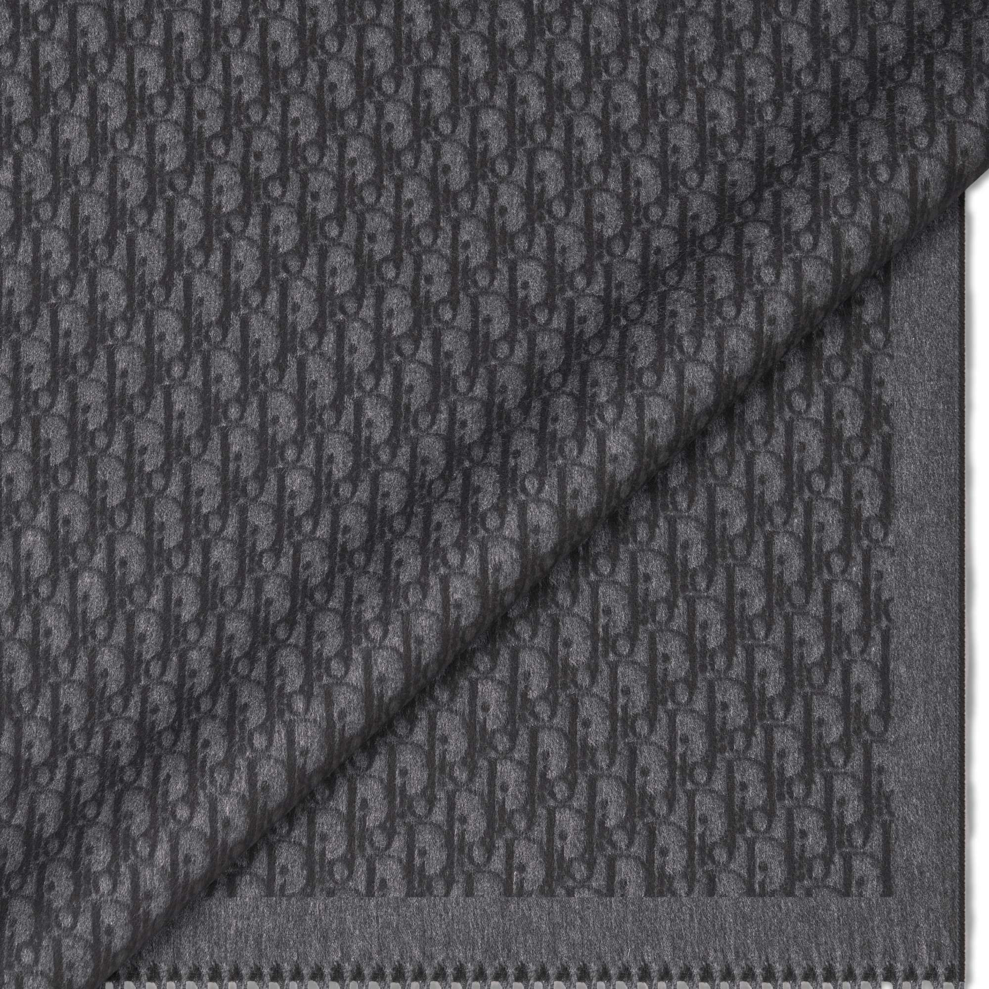 Dior 印花围巾 深灰色和黑色桑蚕丝面料 Oblique 印花 E09