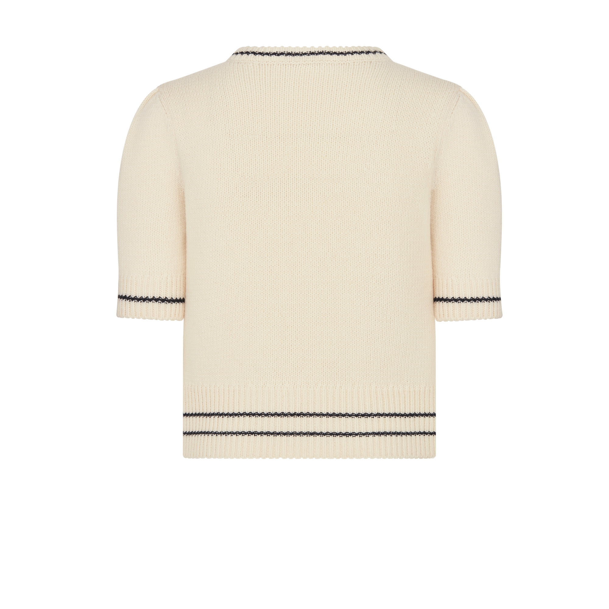短袖针织衫 米白色绵羊毛和山羊绒织物 E08