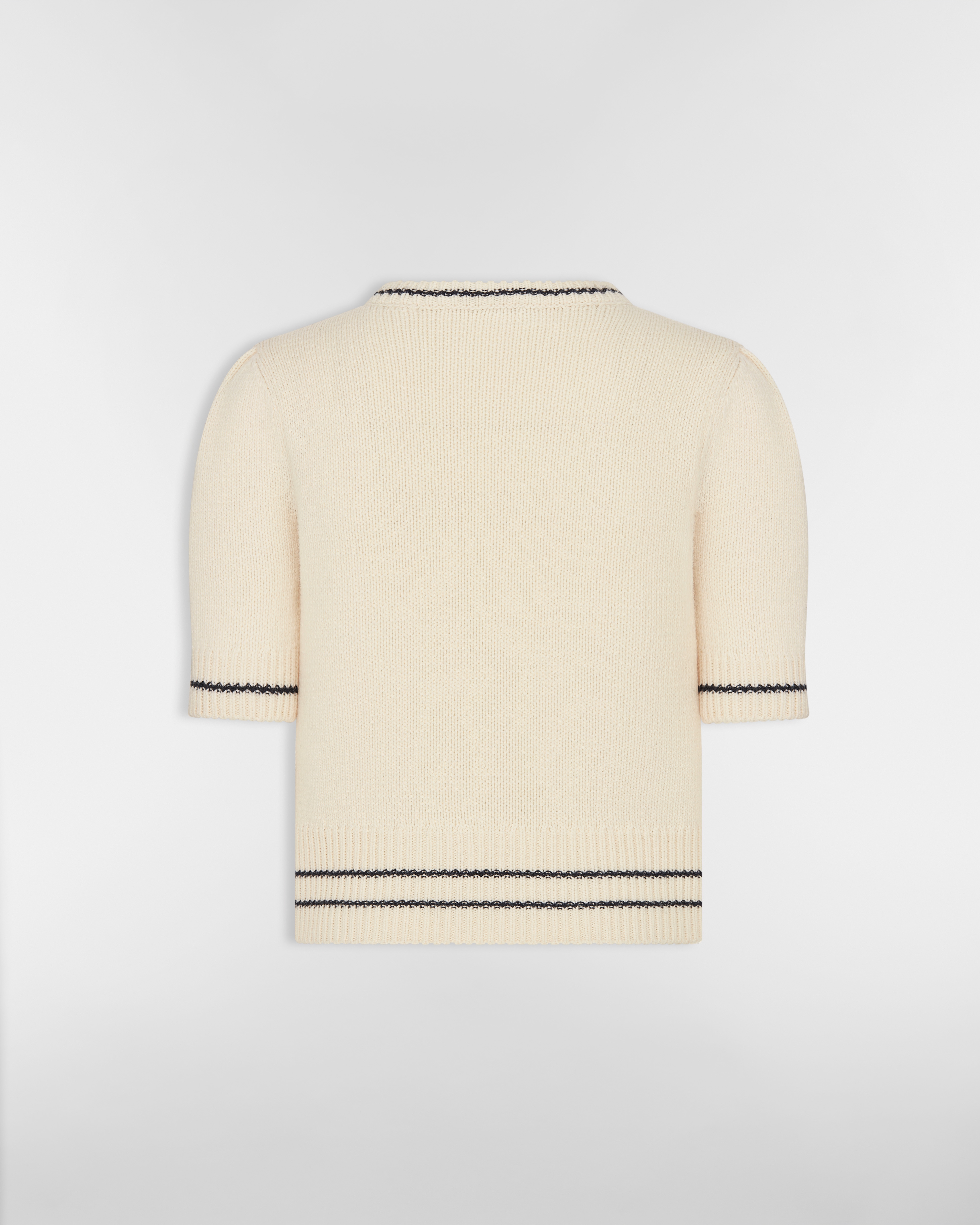 短袖针织衫 米白色绵羊毛和山羊绒织物 E08