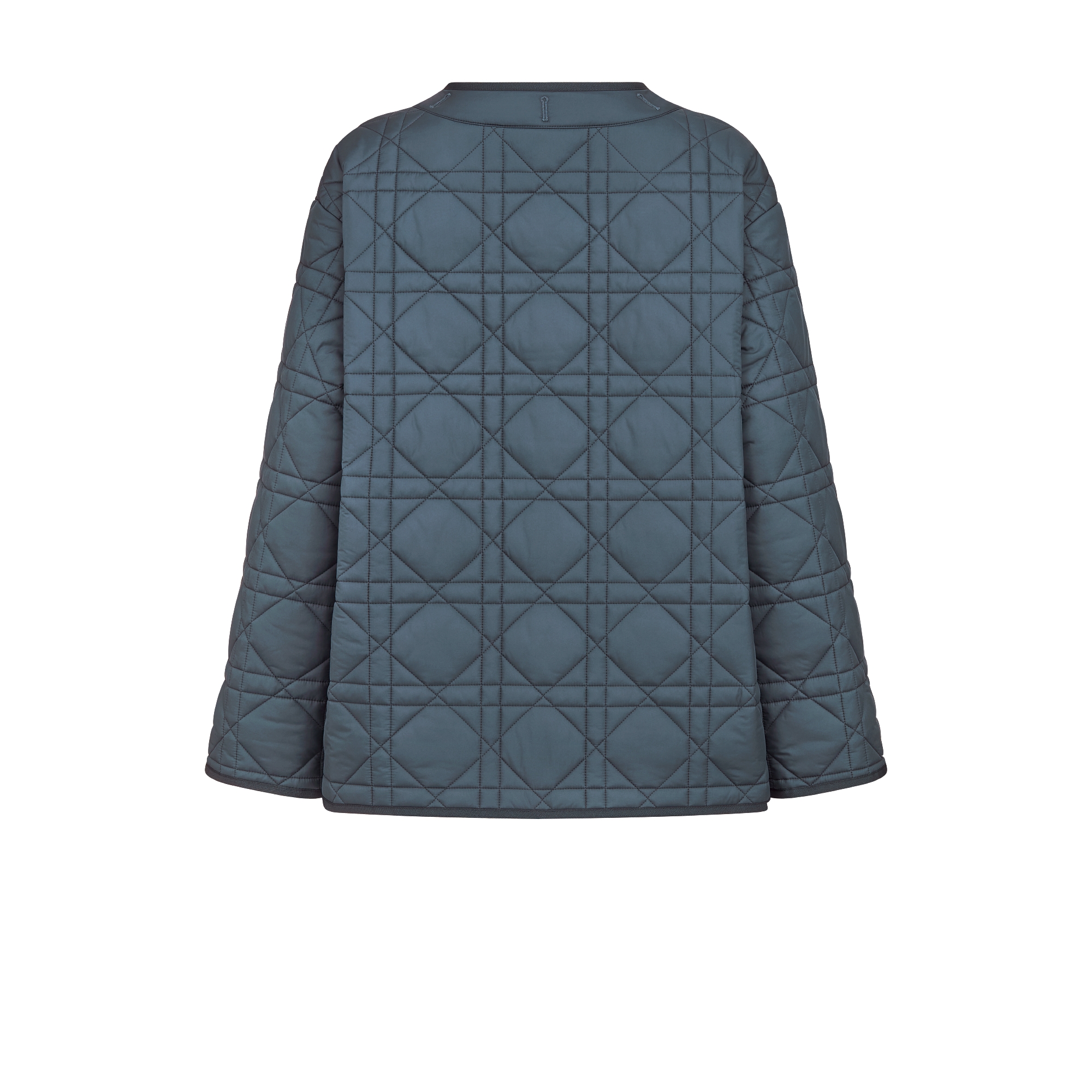 大衣 蓝色绗缝效果塔夫绸科技面料超大藤格纹 E08