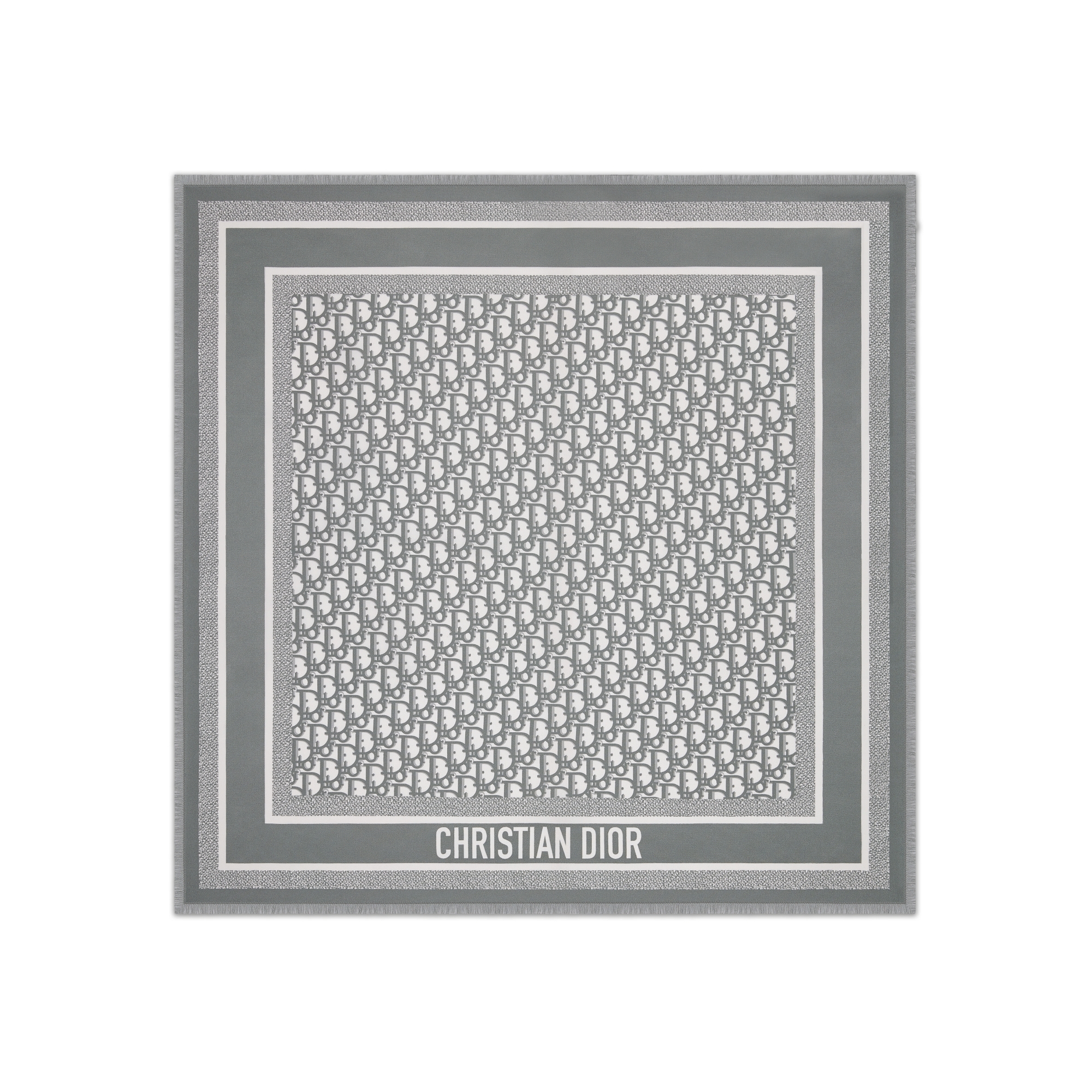 Diortwin 方巾 70 厘米灰色桑蚕丝斜纹面料 Oblique 印花 E01