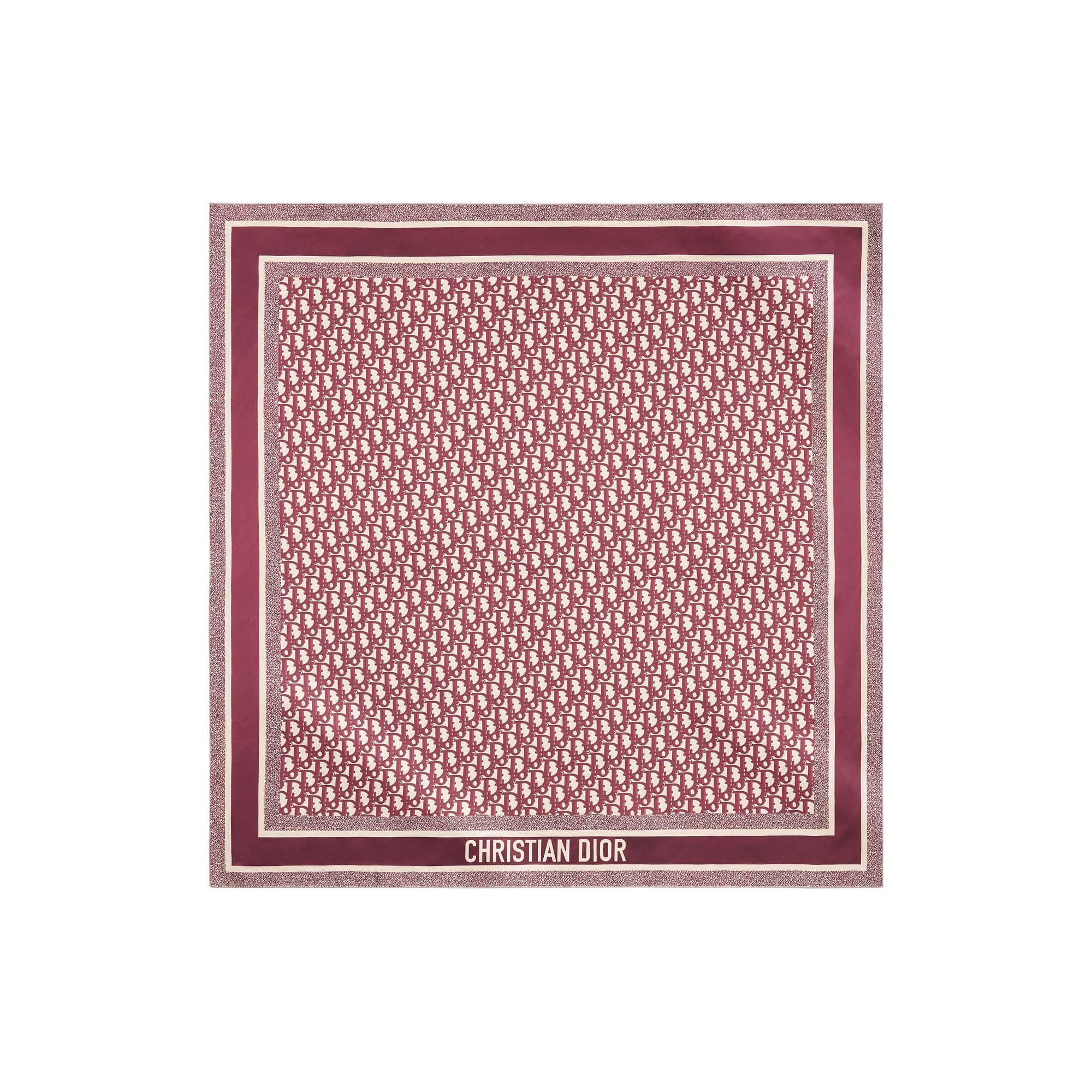 Diortwin 方巾90 厘米酒红色和海军蓝色桑蚕丝斜纹面料Oblique 印花| DIOR