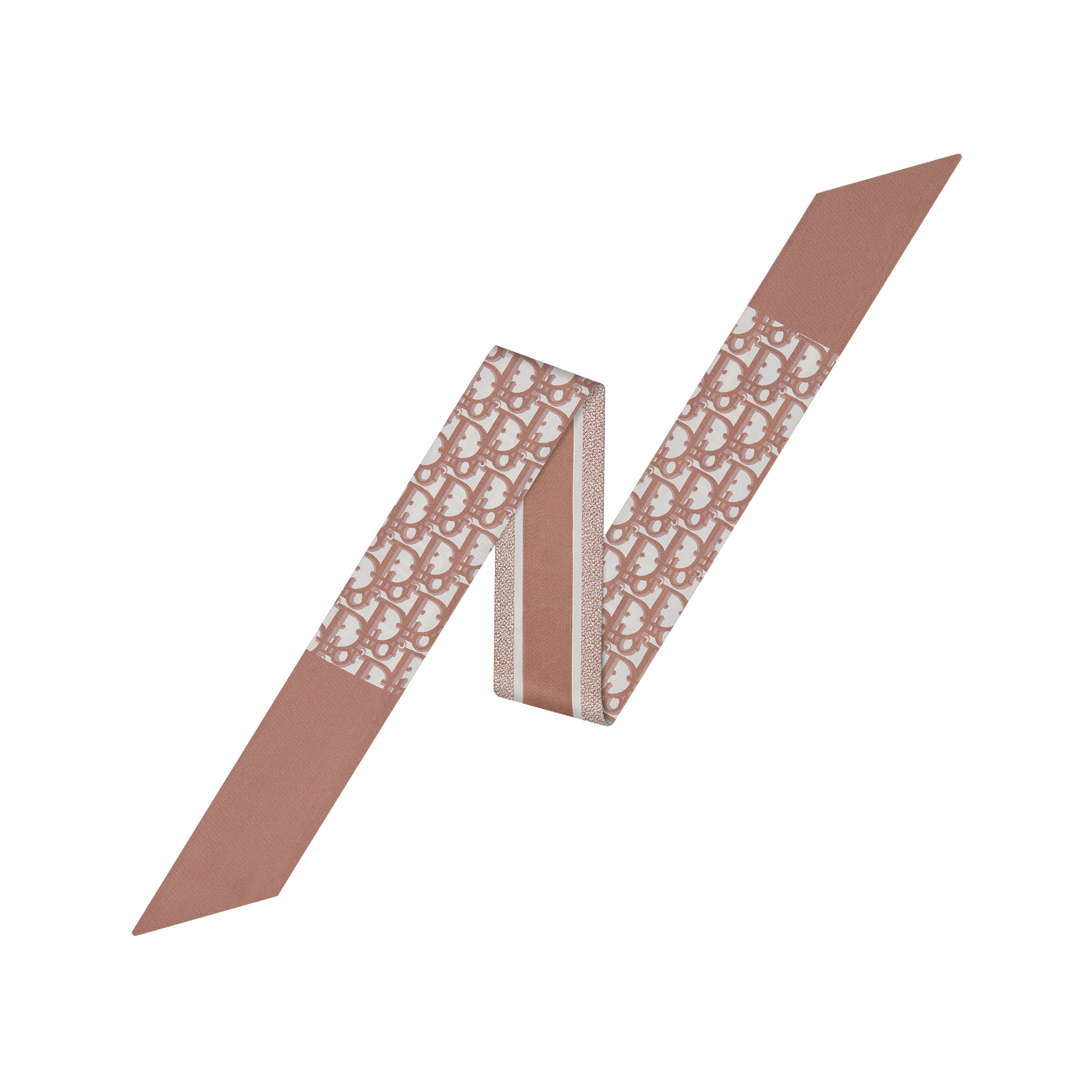  玫瑰粉色桑蚕丝斜纹面料 Oblique 印花