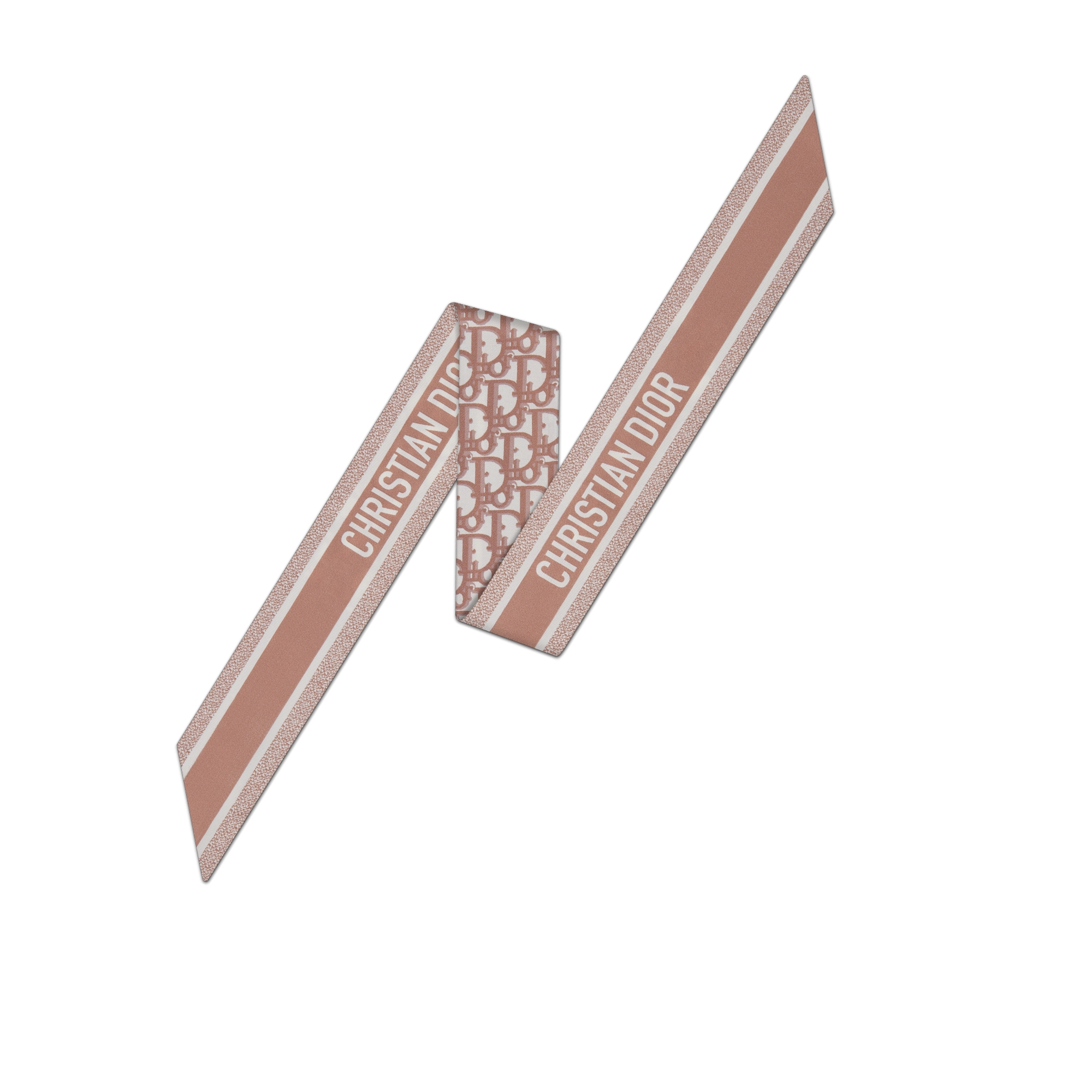 Mitzah 丝巾 玫瑰粉色桑蚕丝斜纹面料 Oblique 印花 E08