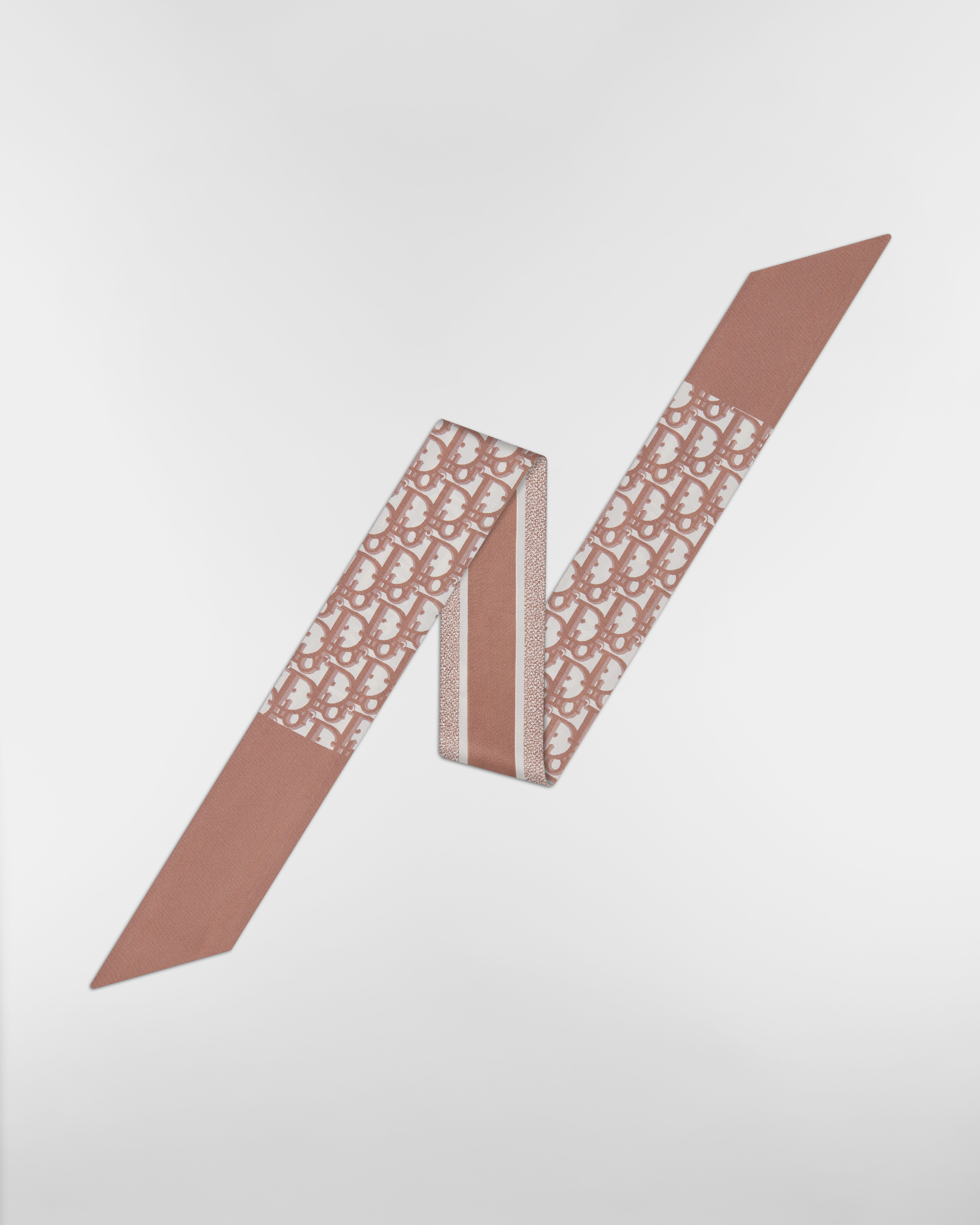 Mitzah 丝巾 玫瑰粉色桑蚕丝斜纹面料 Oblique 印花 E01