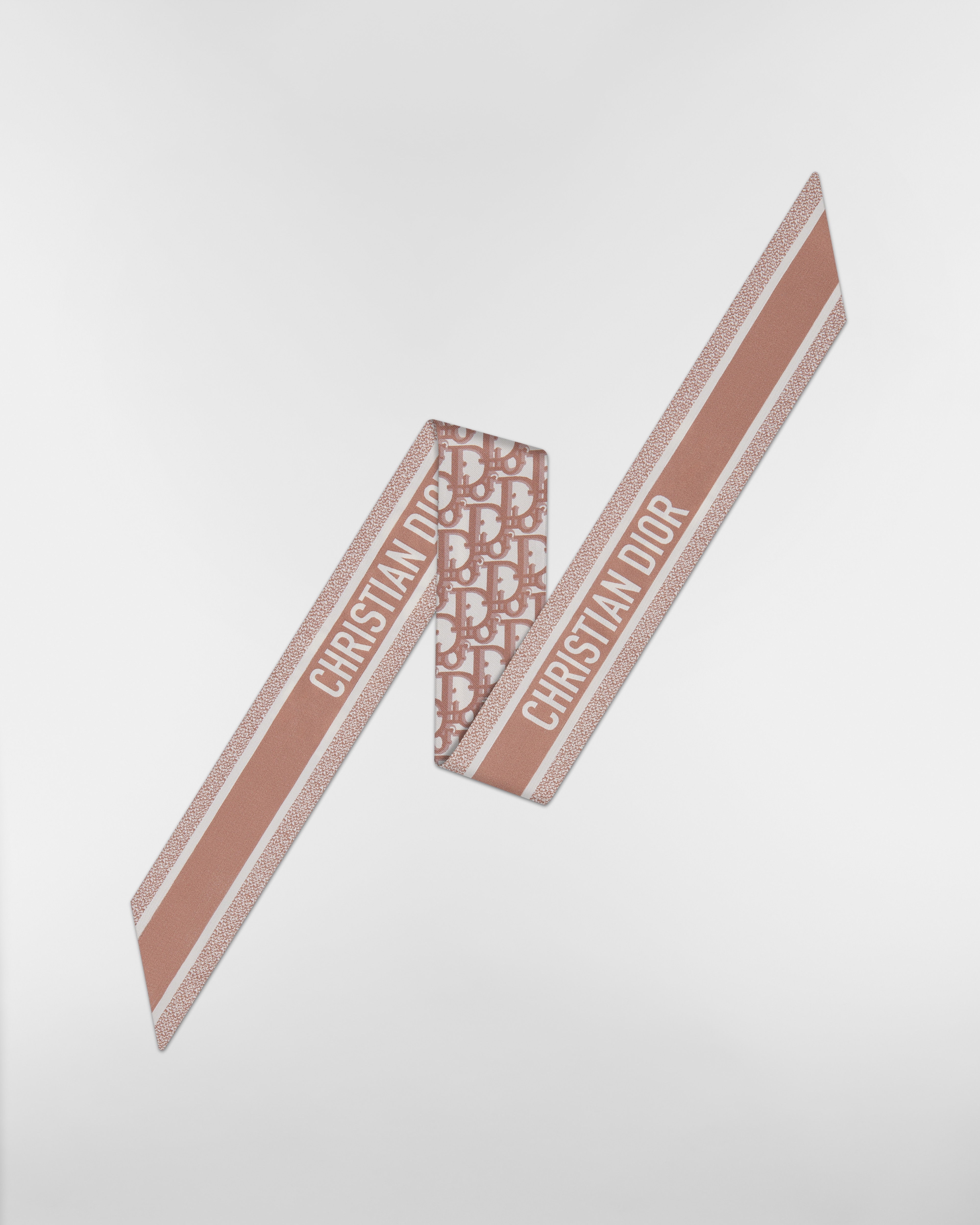 Mitzah 丝巾 玫瑰粉色桑蚕丝斜纹面料 Oblique 印花 E08