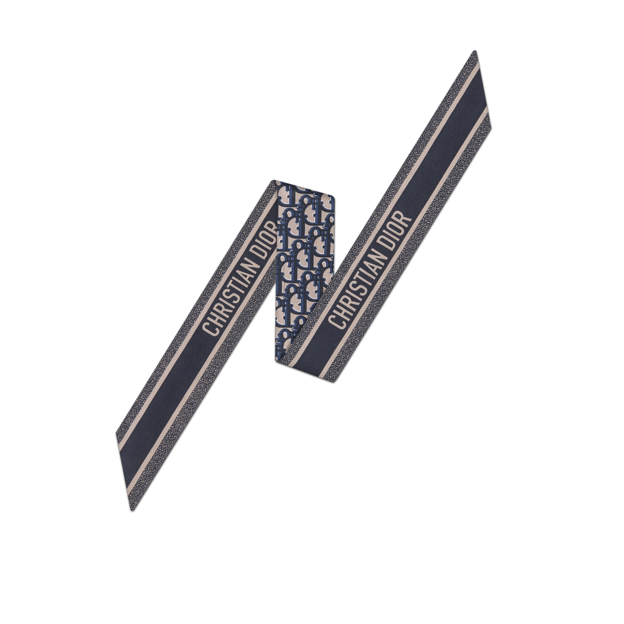 Mitzah 丝巾 海军蓝色桑蚕丝斜纹面料 Oblique 印花 E08