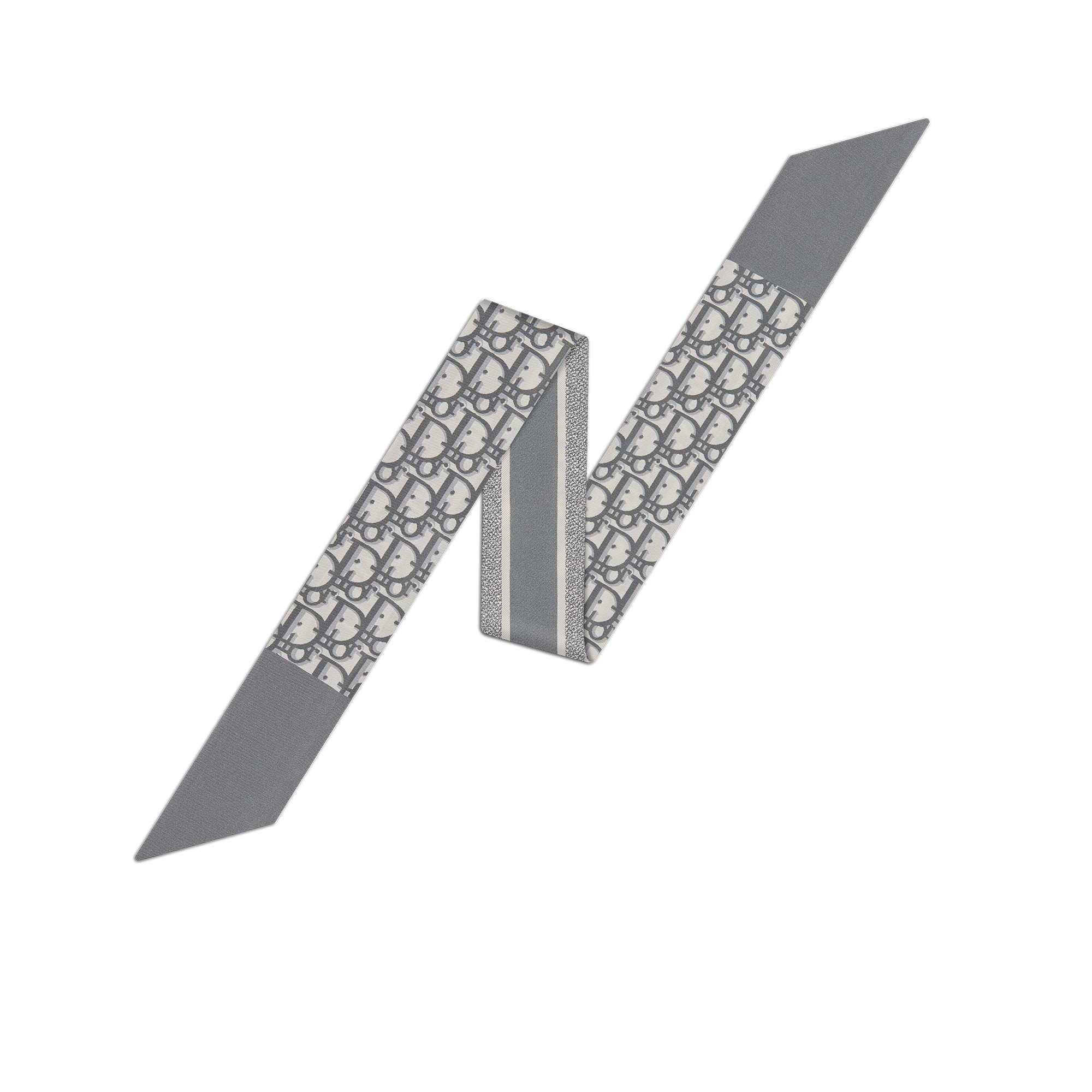 Mitzah 丝巾 灰色桑蚕丝斜纹面料 Oblique 印花 E01