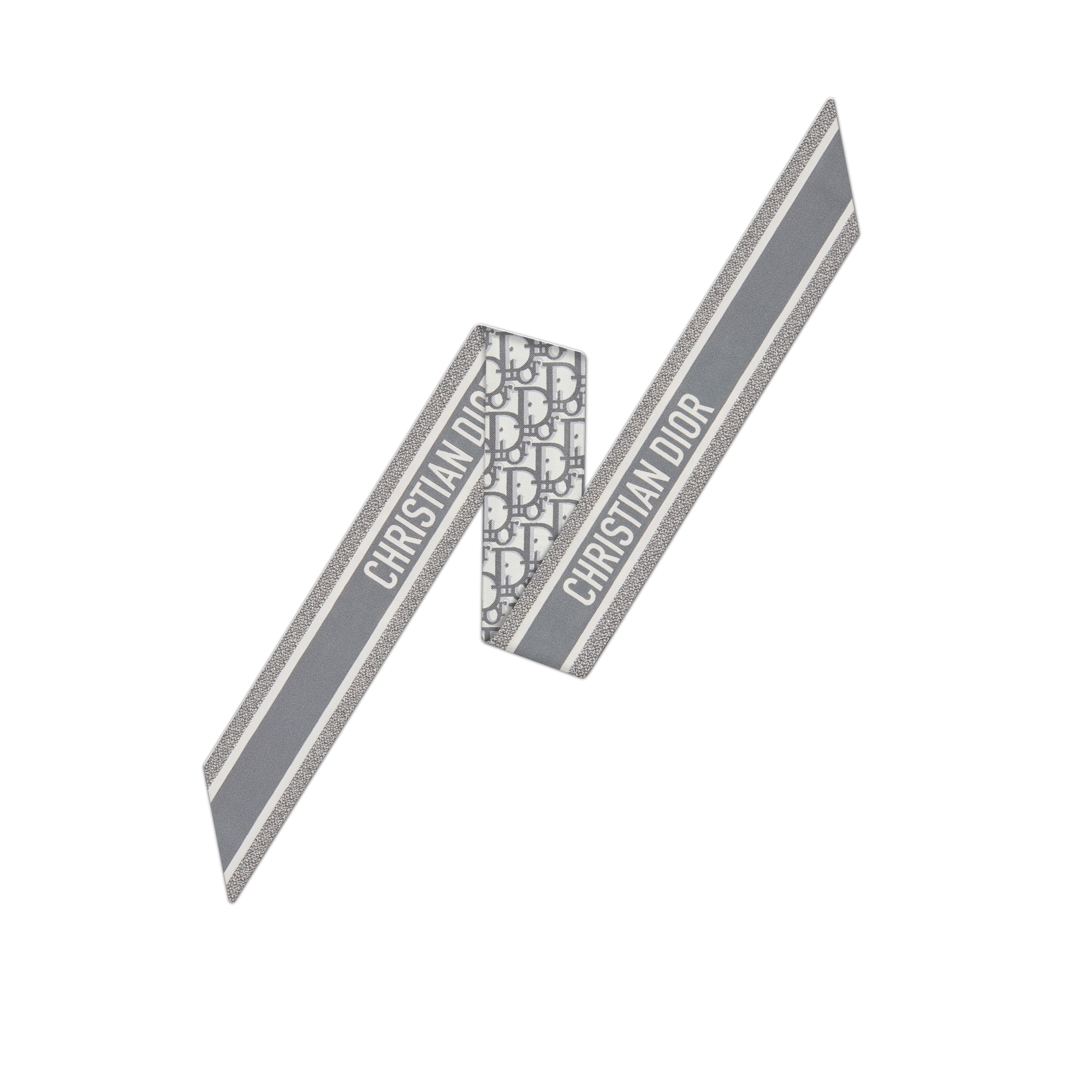 Mitzah 丝巾 灰色桑蚕丝斜纹面料 Oblique 印花 E08