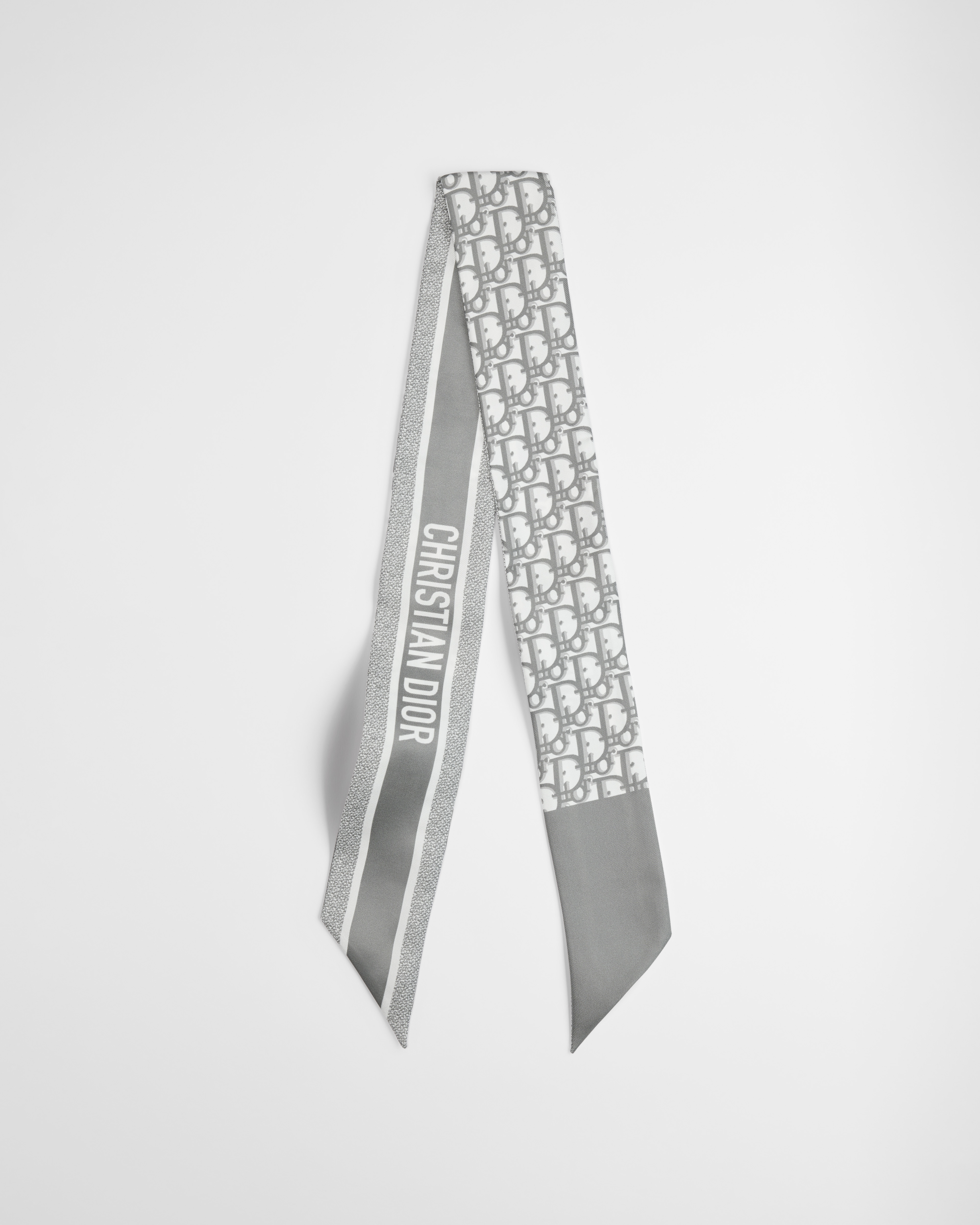 Mitzah 丝巾 灰色桑蚕丝斜纹面料 Oblique 印花 E01