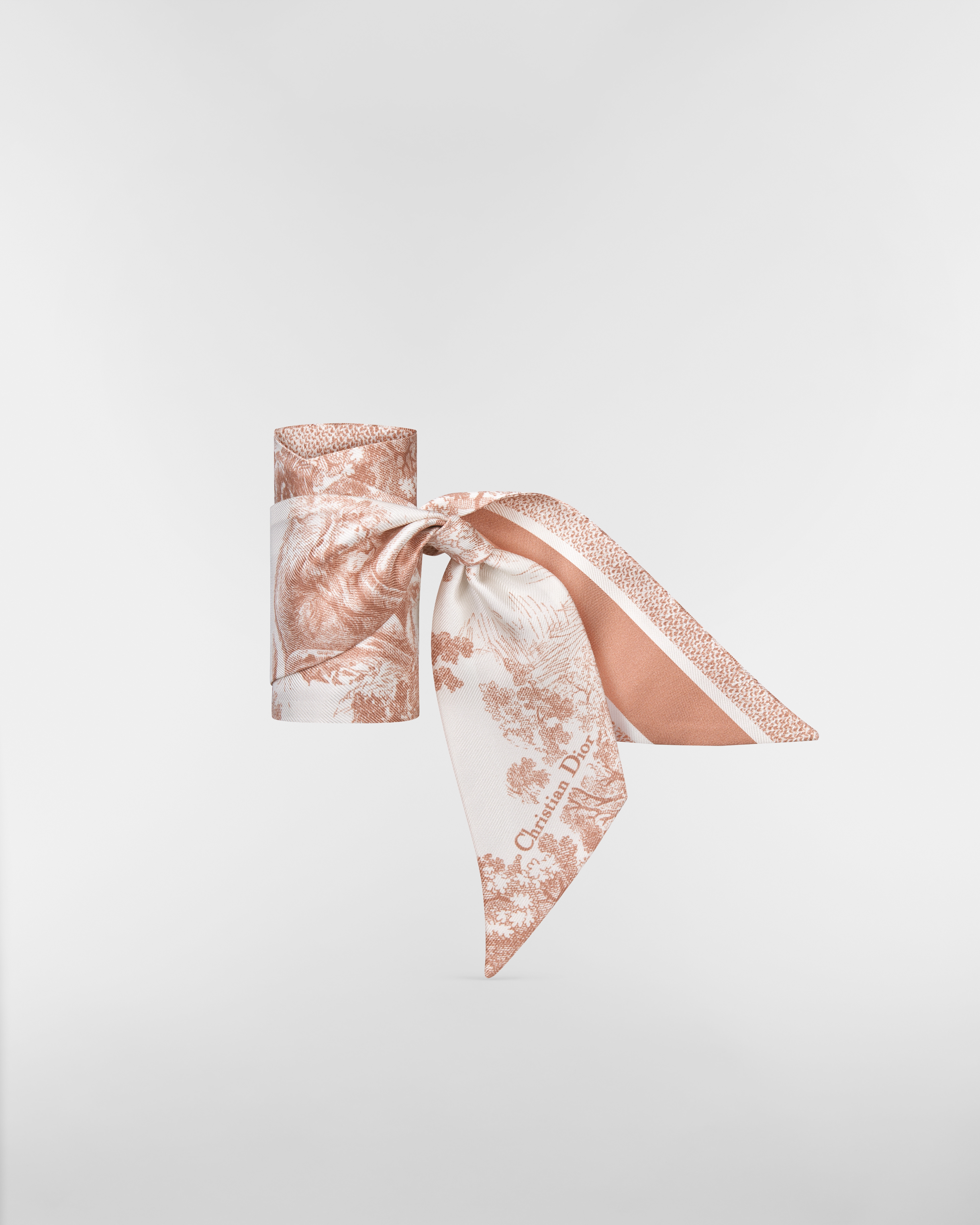 Mitzah 丝巾 象牙色和粉色桑蚕丝斜纹面料 Sauvage 茹伊印花 E03