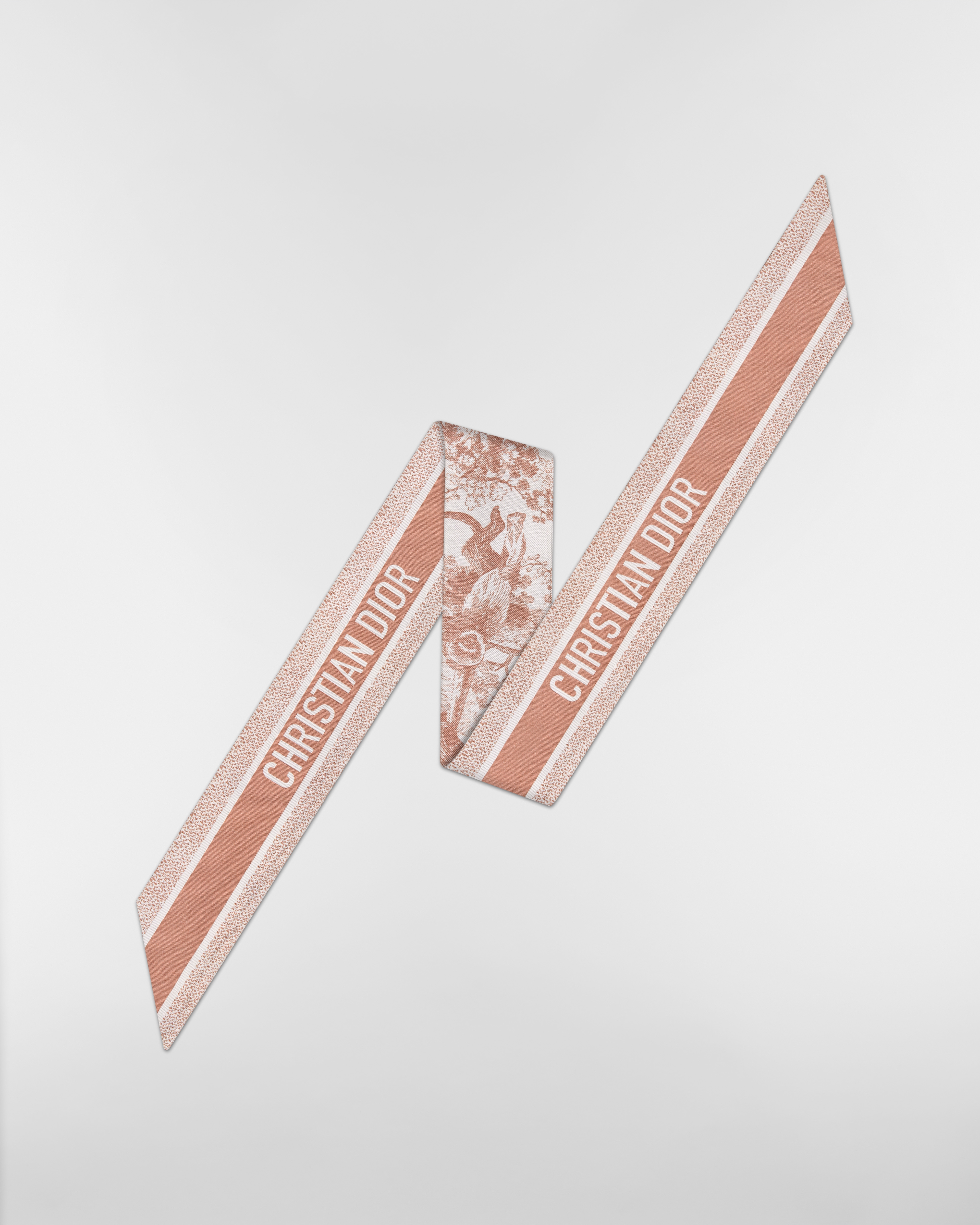 Mitzah 丝巾 象牙色和粉色桑蚕丝斜纹面料 Sauvage 茹伊印花 E08