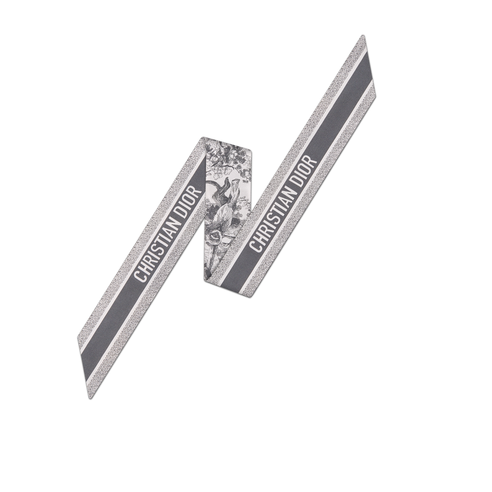 Mitzah 丝巾 象牙色和灰色桑蚕丝斜纹面料 Sauvage 茹伊印花 E08