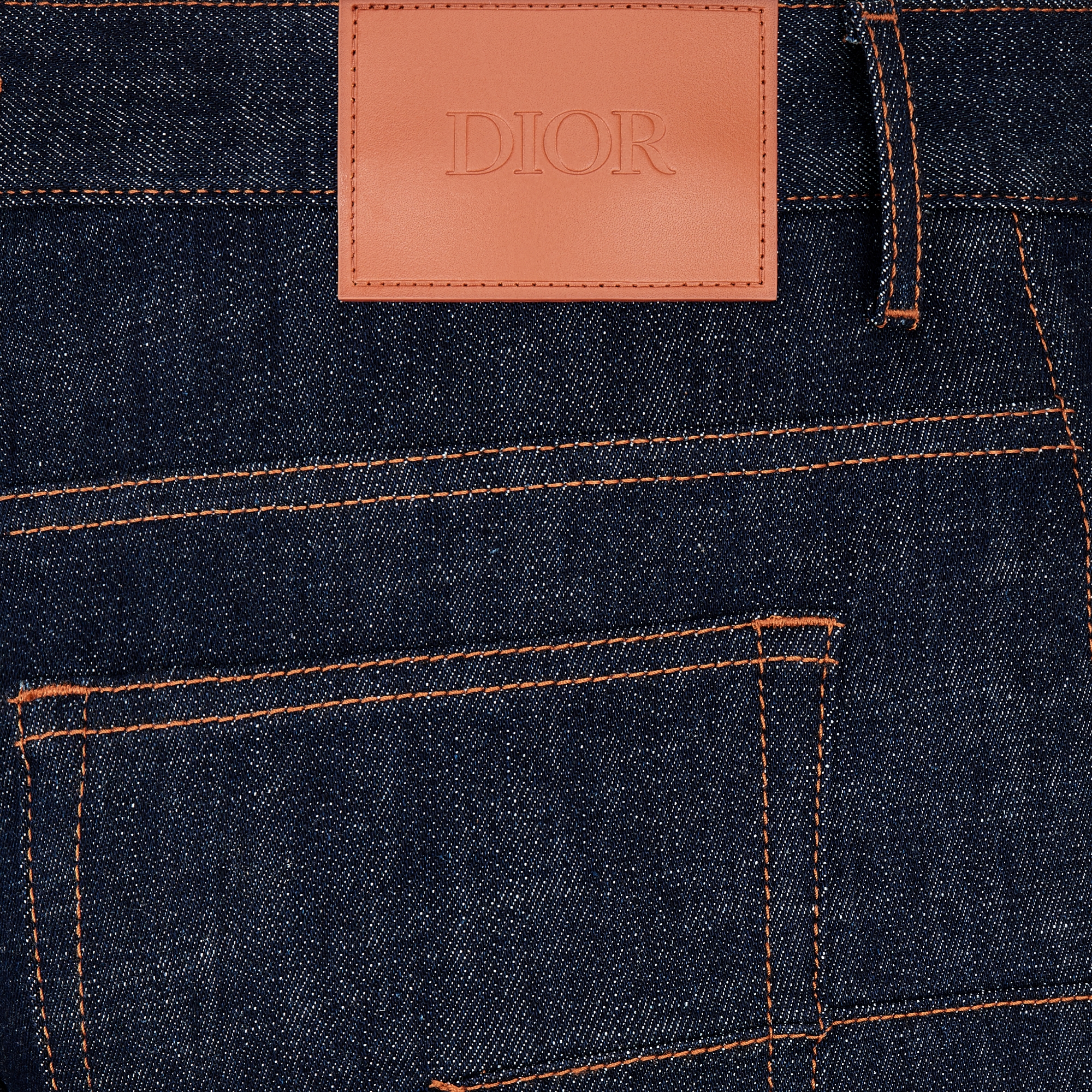 长款修身版型牛仔裤 蓝色棉质混纺牛仔面料 Oblique 印花 E12